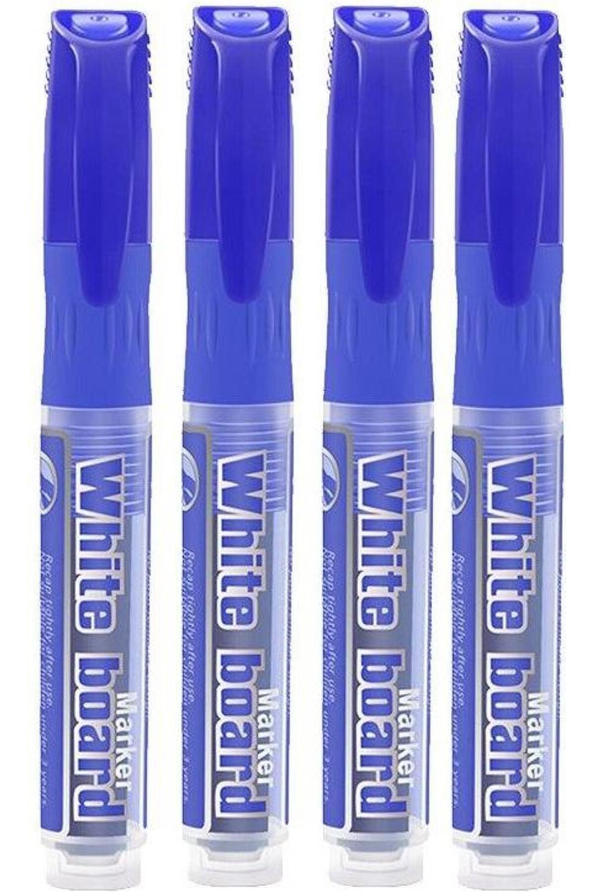Modellino 4 Adet Mavi Tüplü BYB Kartuşlu Beyaz Tahta Kalemi