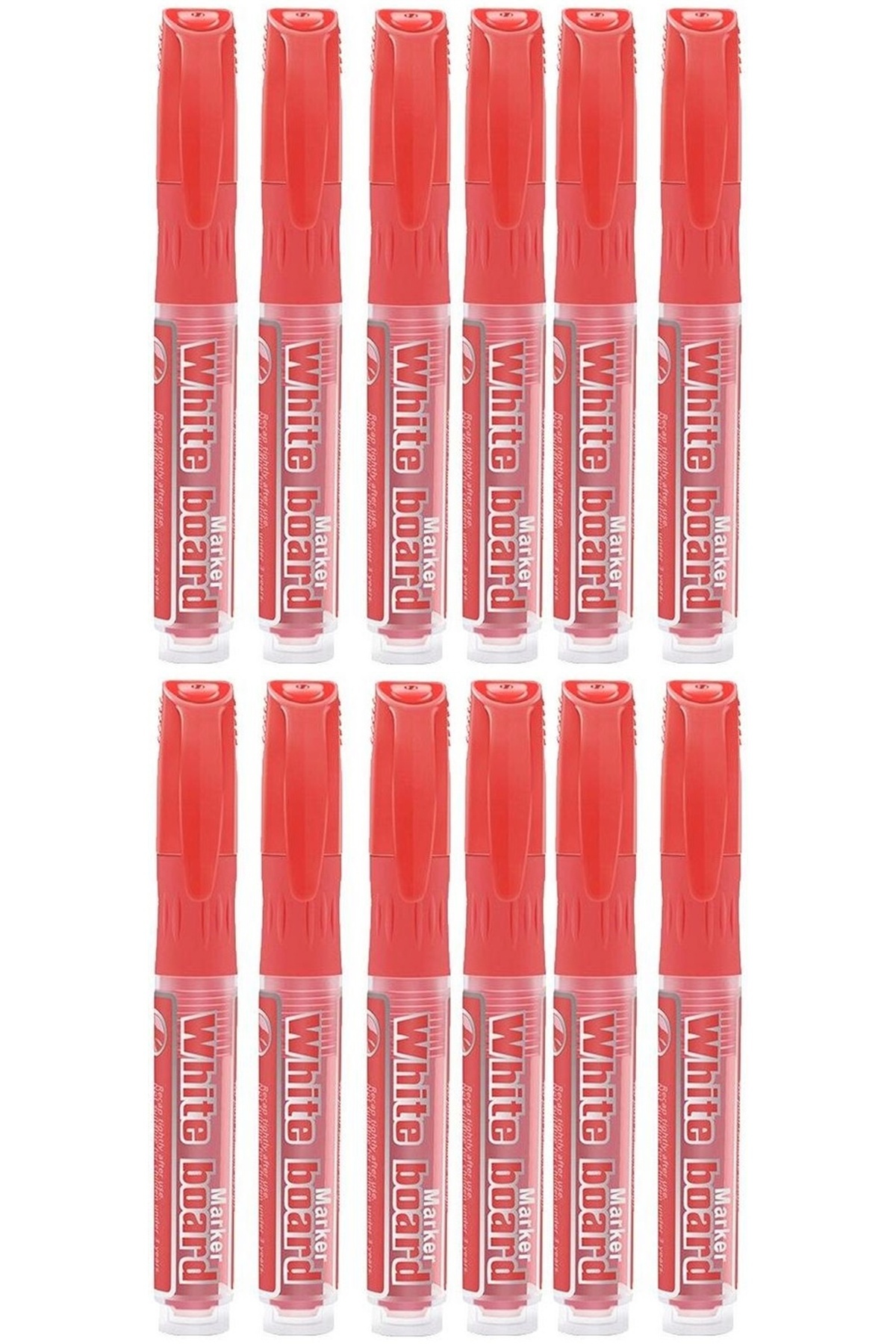 Modellino 12 Adet Kırmızı Tüplü BYB Kartuşlu Beyaz Tahta Kalemi