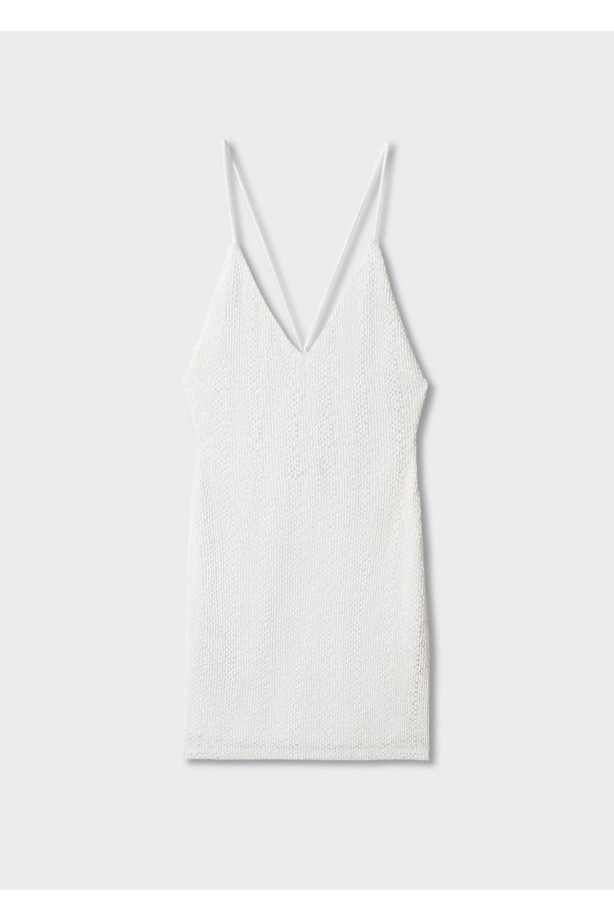 MANGO Woman-Rochie texturată cu spatele încrucișat 2