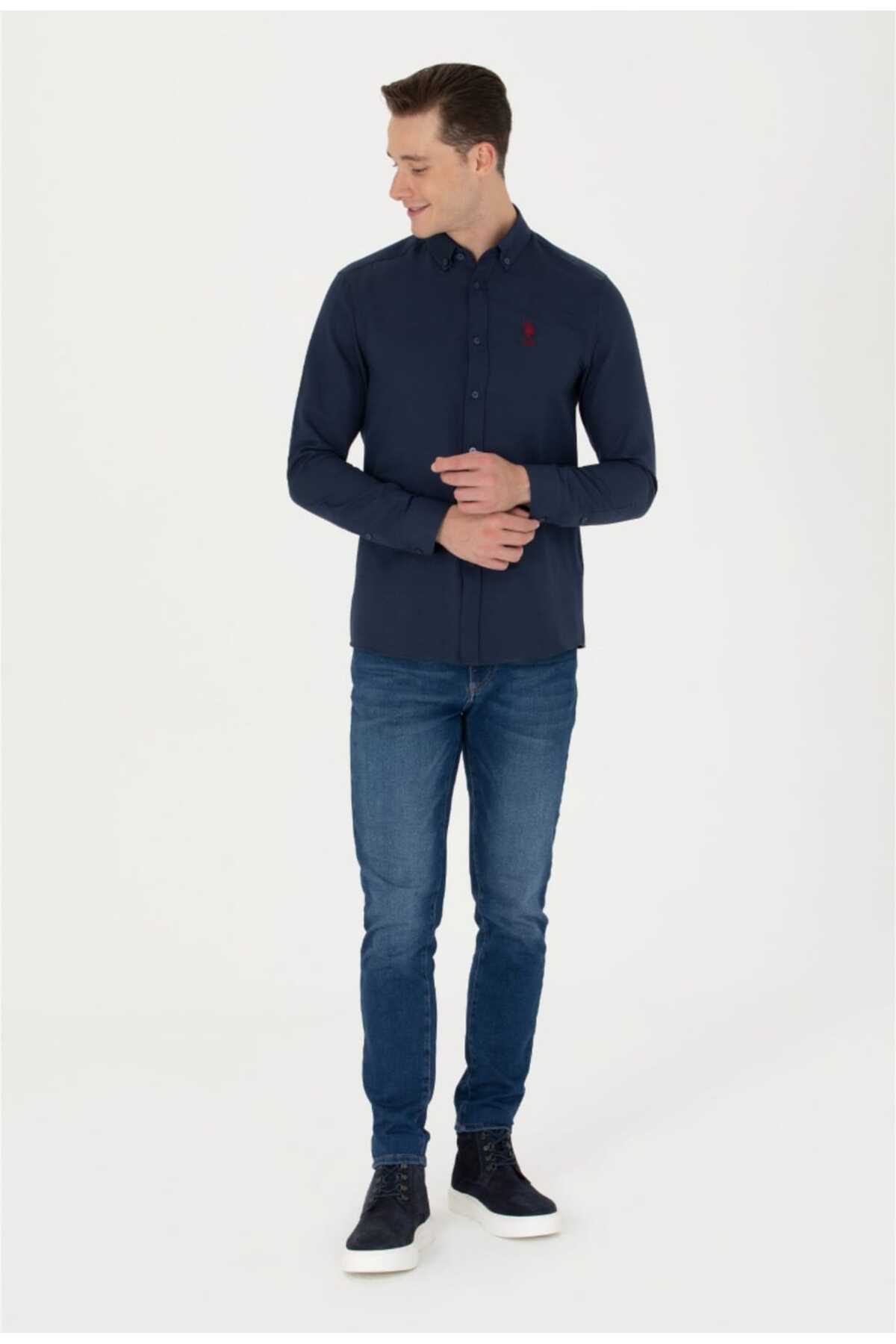 پیراهن مردانه آبی سرمه ای یو اس پولو | G081SZ004-000-17538 اورجینال - تصویر 3