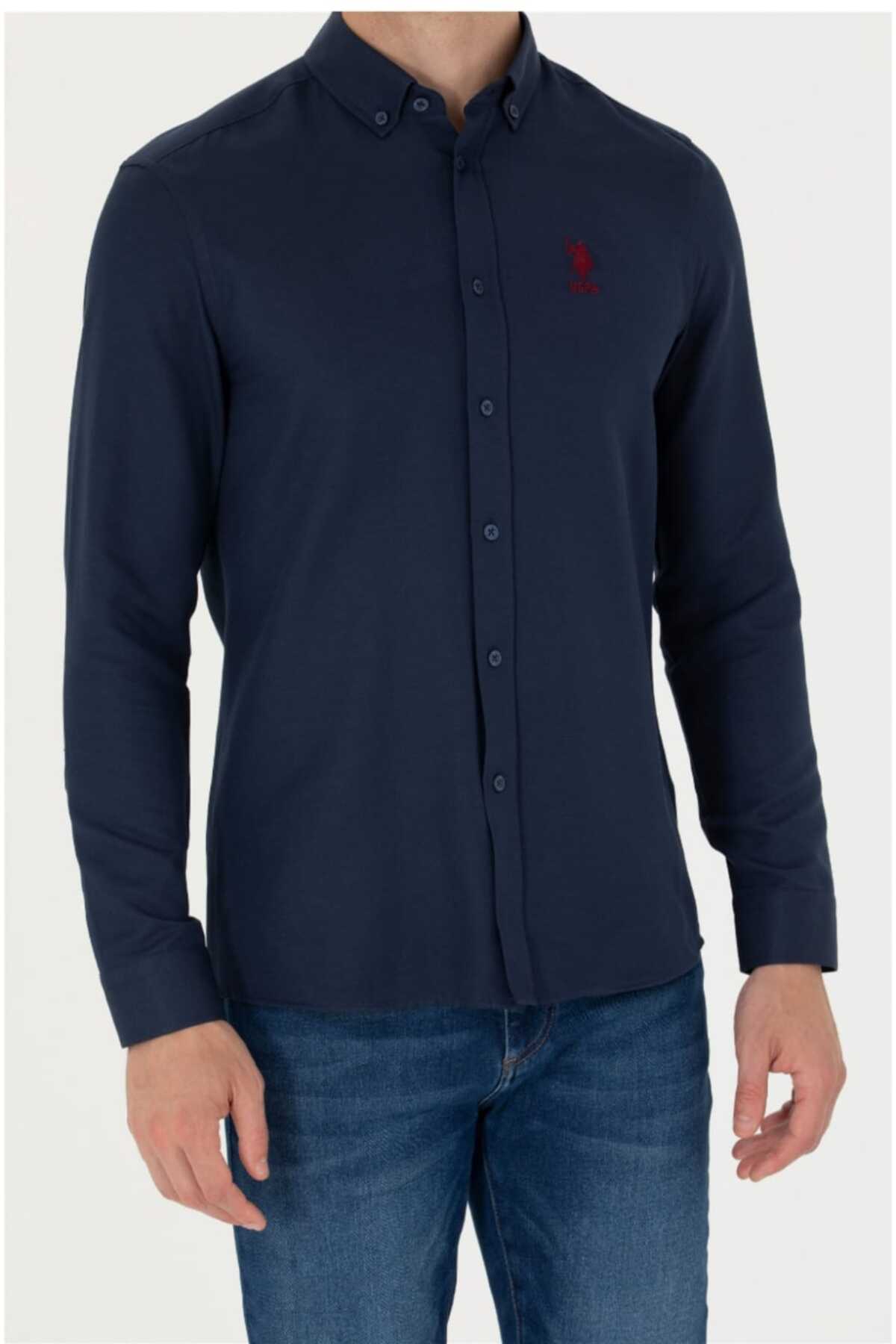 پیراهن مردانه آبی سرمه ای یو اس پولو | G081SZ004-000-17538 اورجینال - تصویر 2
