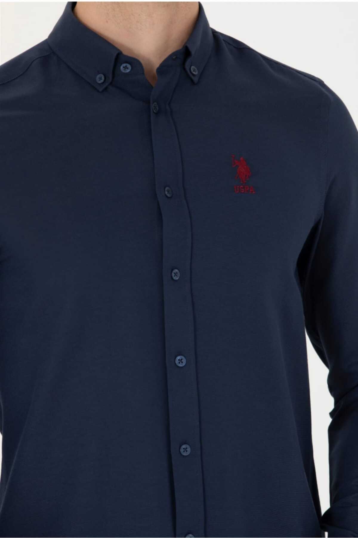 پیراهن مردانه آبی سرمه ای یو اس پولو | G081SZ004-000-17538 اورجینال - تصویر 7