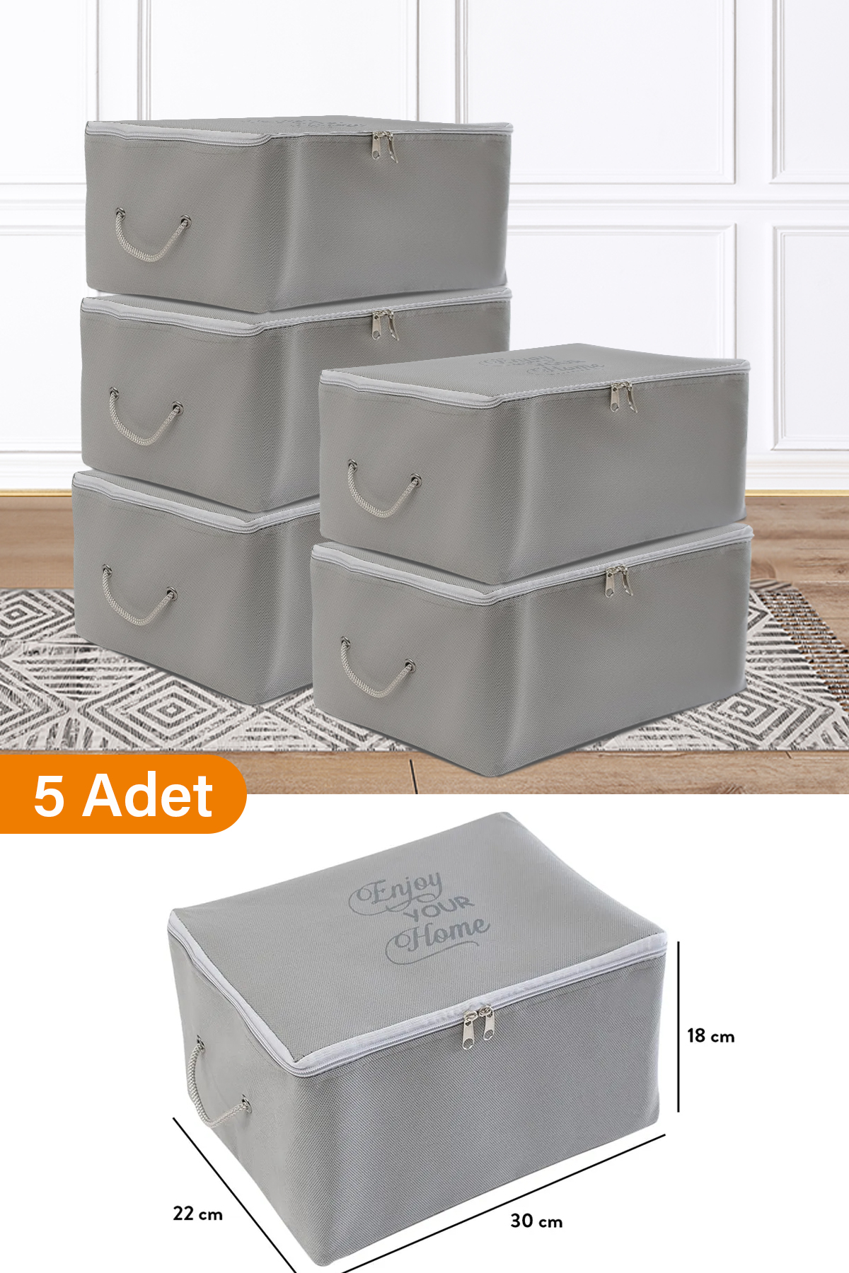 5 Pieces - Mini Size Printing Detailed Anthracite Hurc 30 X 22 X 18 Cm
