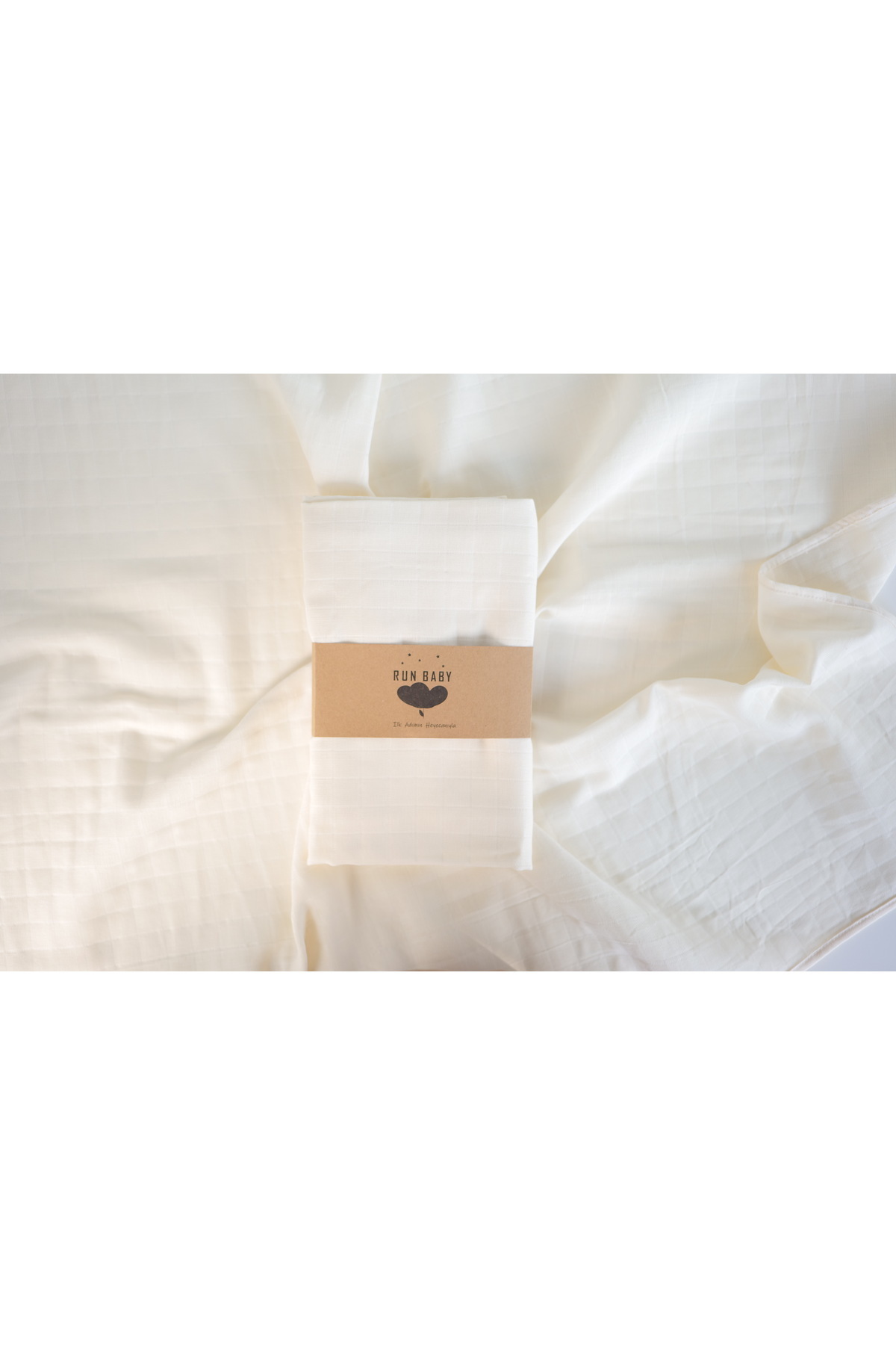 runbaby 100x120cm Oeko-tex Sertifikalı Bebek Müslin Örtü (EKRU) fotoğrafı 2 (önizleme)