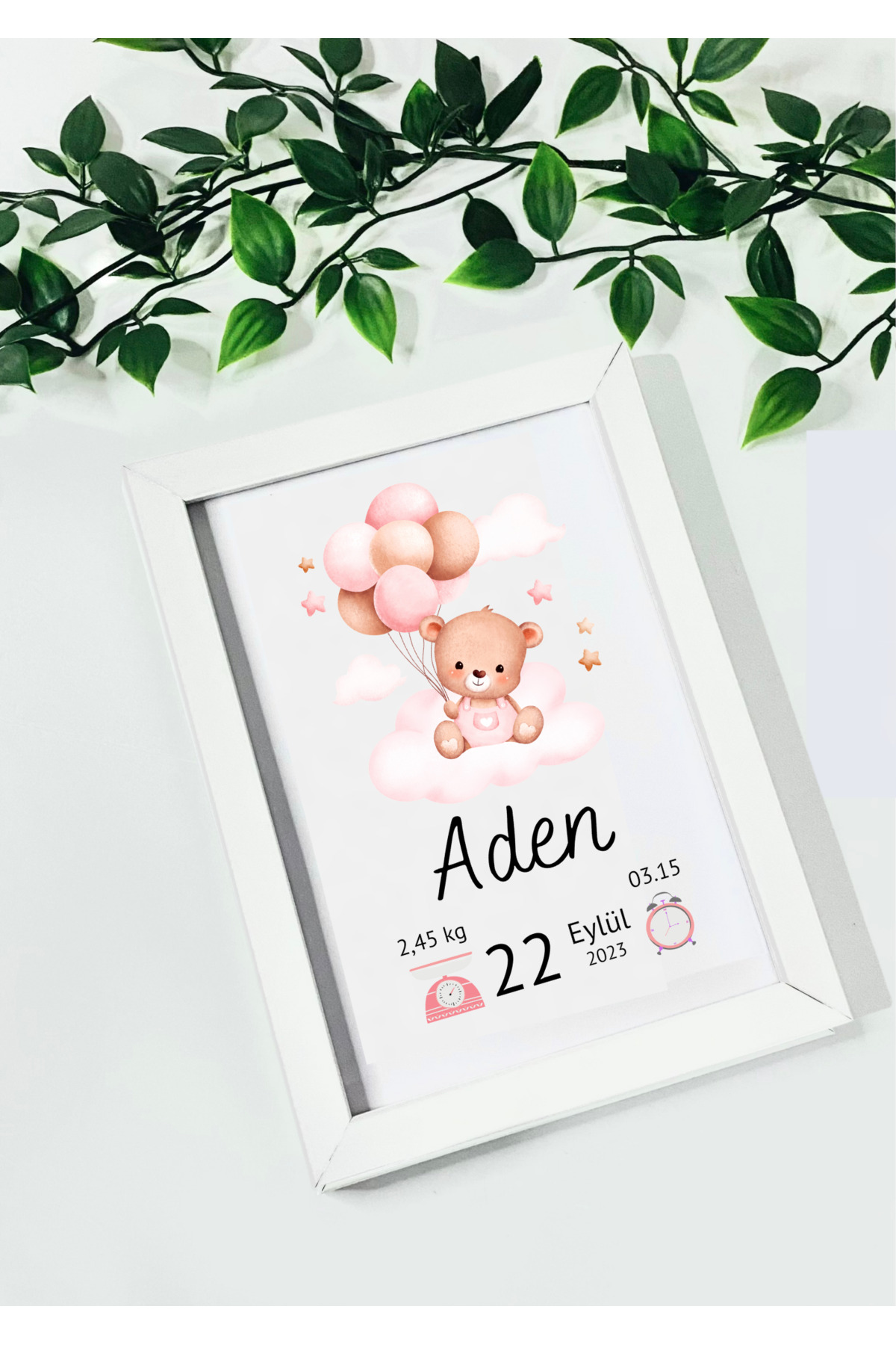 Zift Store Bebek Doğum Anısı Çerçeveli Doğum Anı Kartı İle Bebeğimin Hatırası (KİŞİYE ÖZEL İSİM, TARİH VE KİLO) fotoğrafı 2 (önizleme)