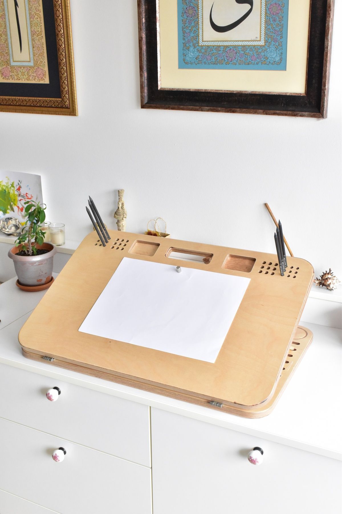 İskarpela-ARCHITECTOR SINAN Portable Wooden A3 Drawing Table, Desktop Easel (Natural Color) 1