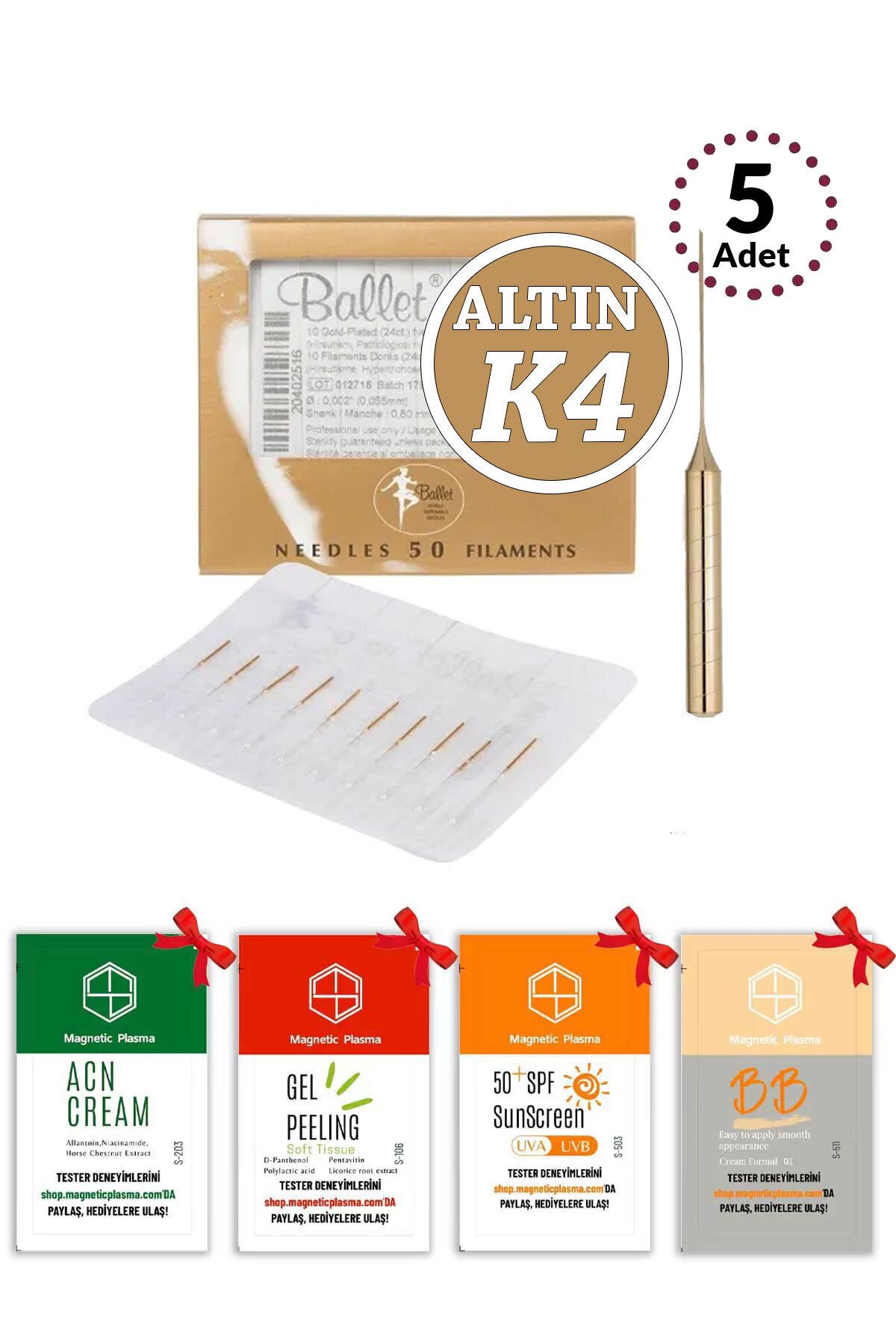 Ballet 5 Adet K4 Altın Epilasyon İğnesi Orijinal Ballet K4 Gold İğne