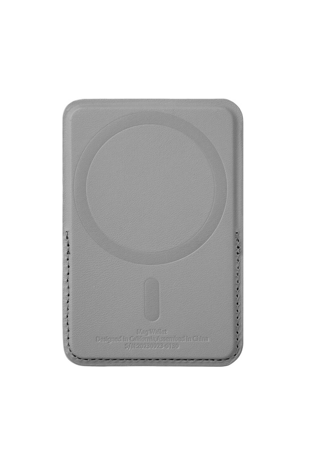 Wiwu MW-001 Pop-Up Sade Tasarımlı 3 Hazneli PU Magnetik Standlı Kartlık - Gri