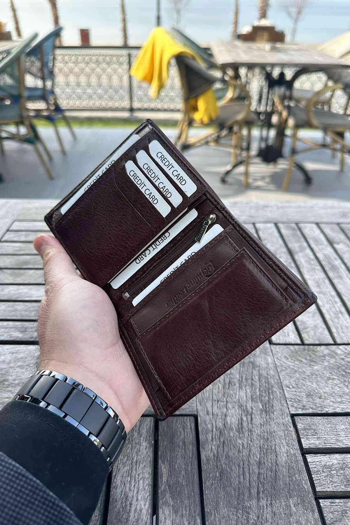 کیف پول مردانه واقعی مزدور قهوه ای 12 سانتی متر در 9 Dodo4men