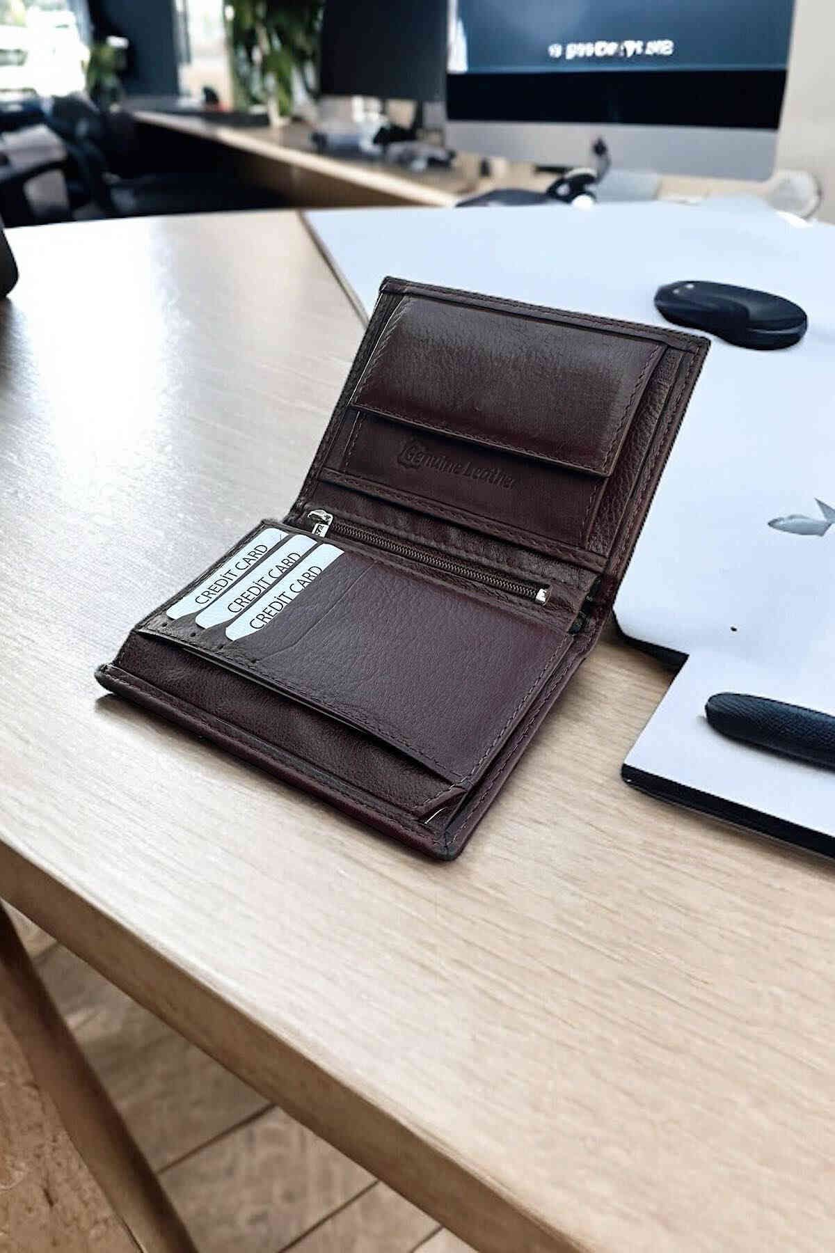 کیف پول مردانه واقعی مزدور قهوه ای 12 سانتی متر در 9 Dodo4men