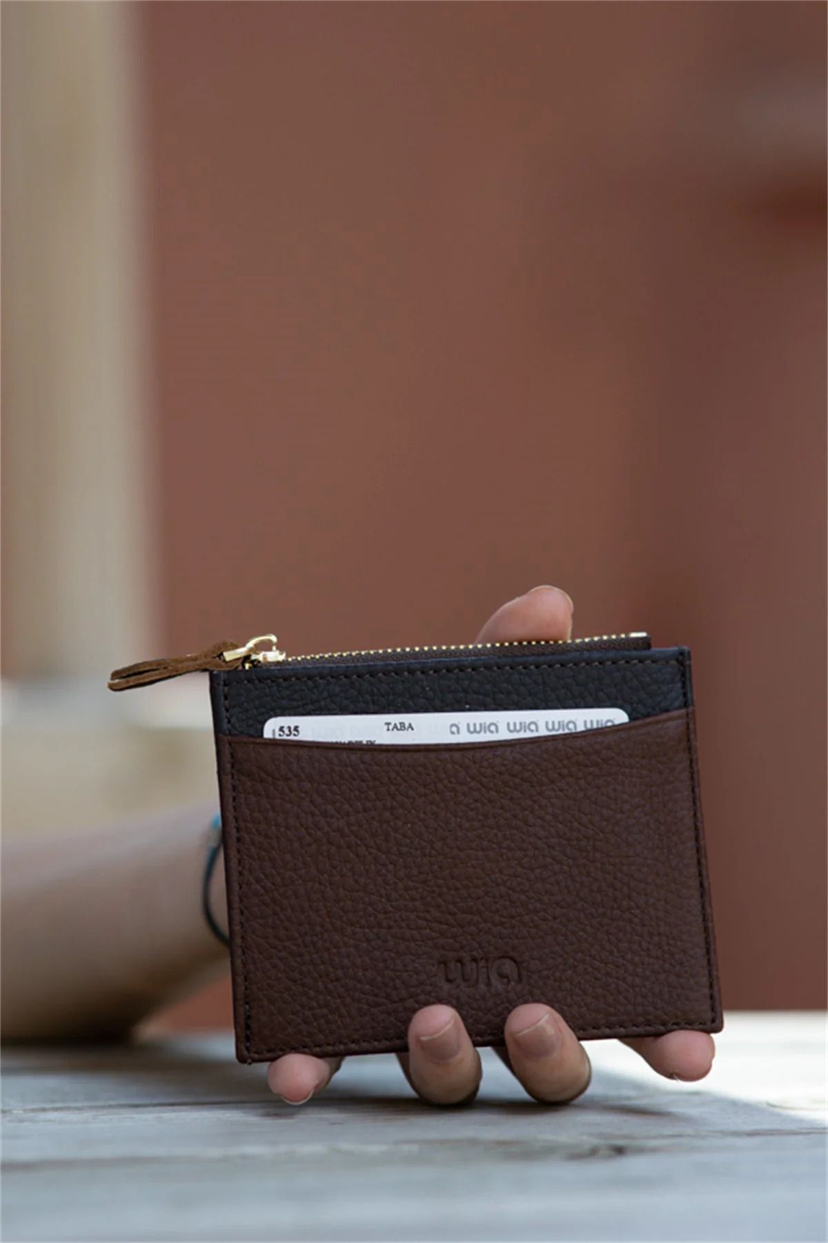 Wia-Women's Leather Card Holder, Tan 535 1