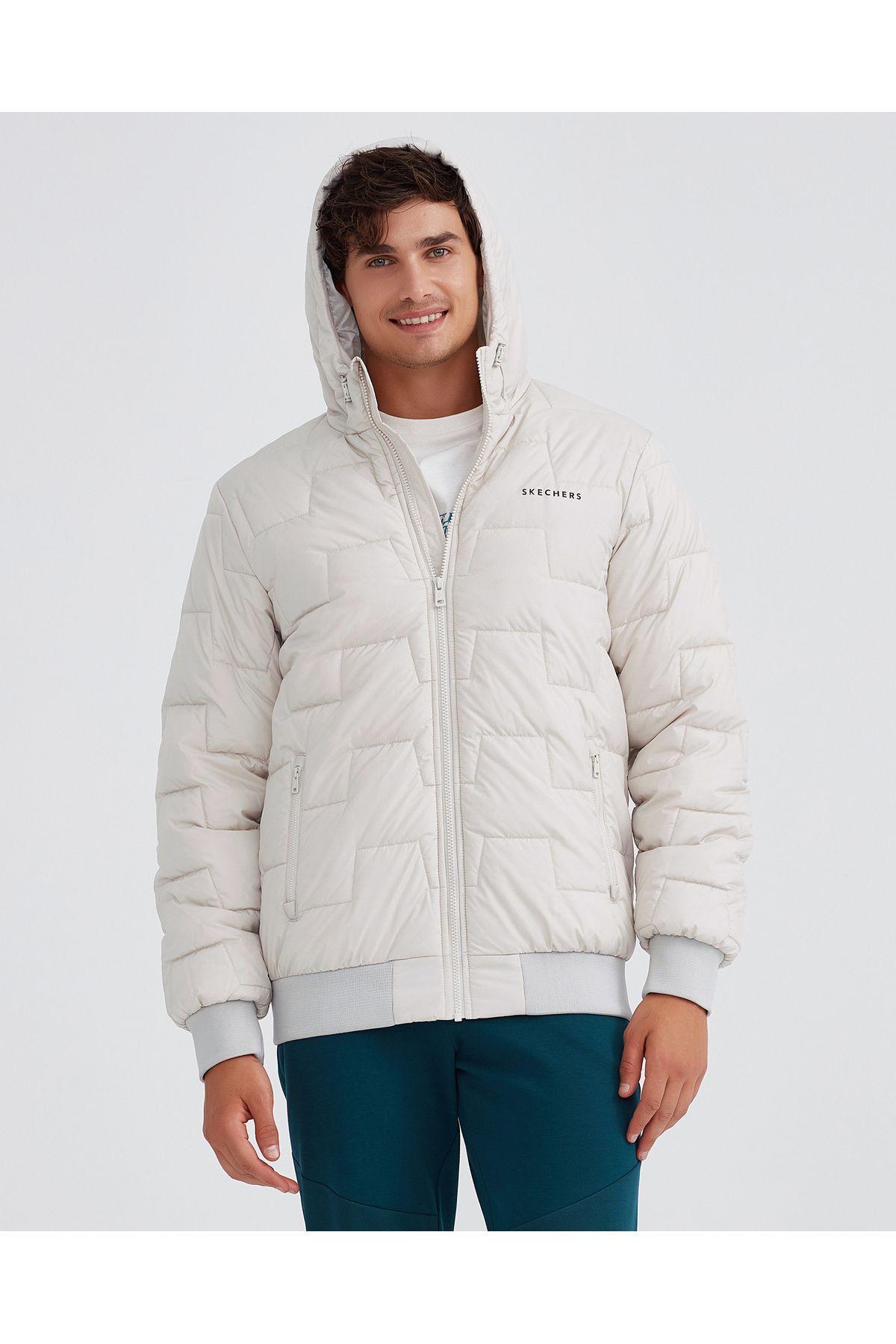 Skechers jacket hot sale mens white