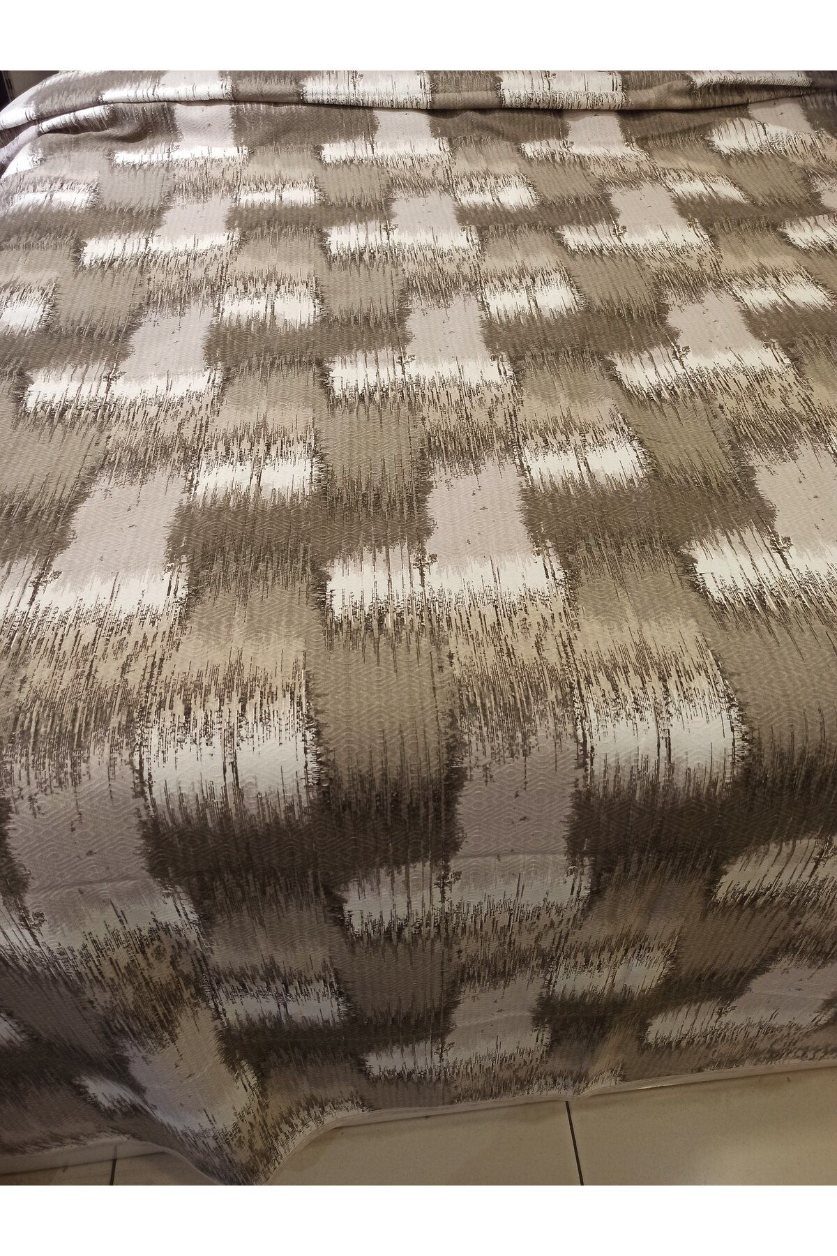 ŞENER HOME-Patchwork Pattern Printed 200x240 CmDouble (BATTAL) Single Pike - Brown 1