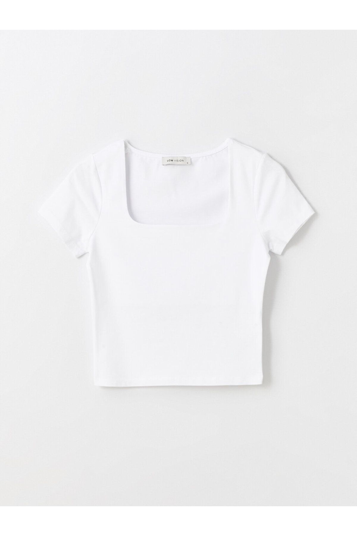 LC Waikiki-Square Neck Plain Short Sleeve Women's T-Shirt 6
