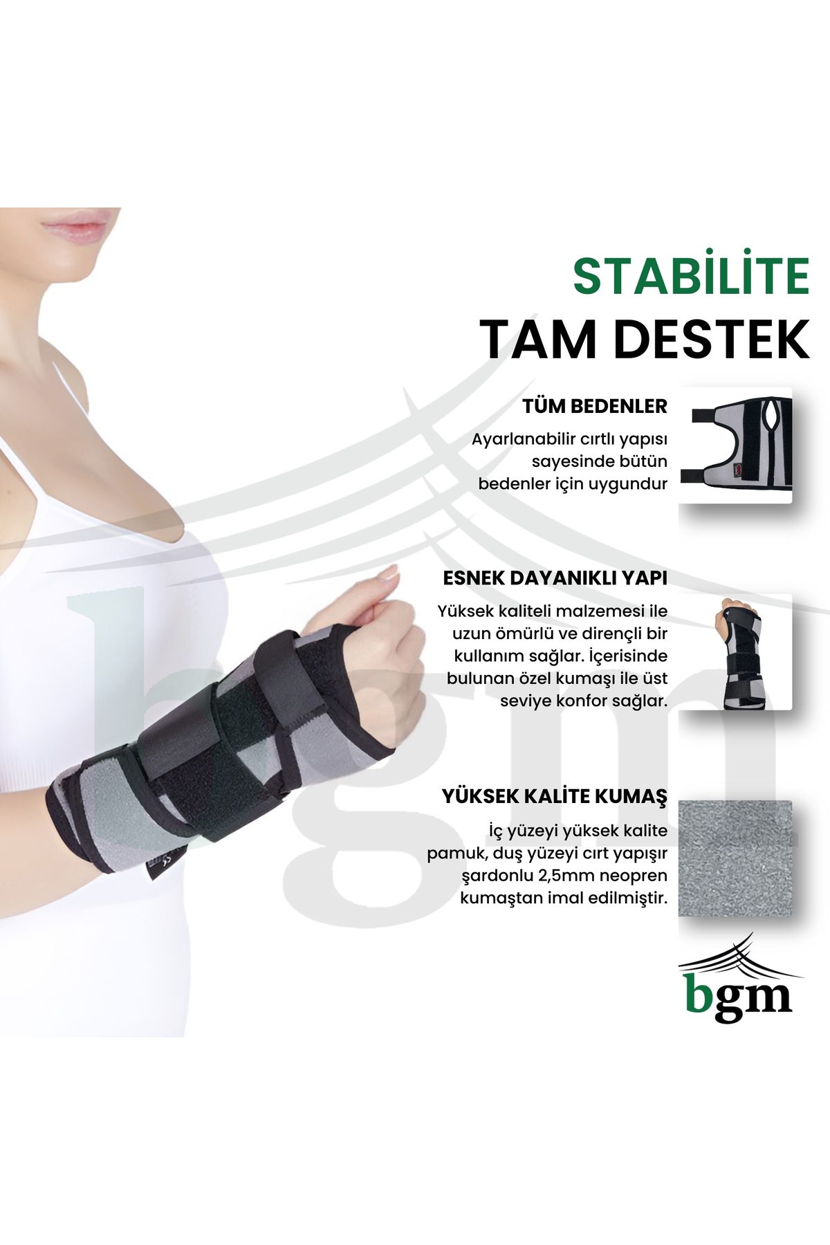 bgm-Hand Wrist Splint High Quality Static Hand Wrist Splint with Metal Support Right-left Reversible 5