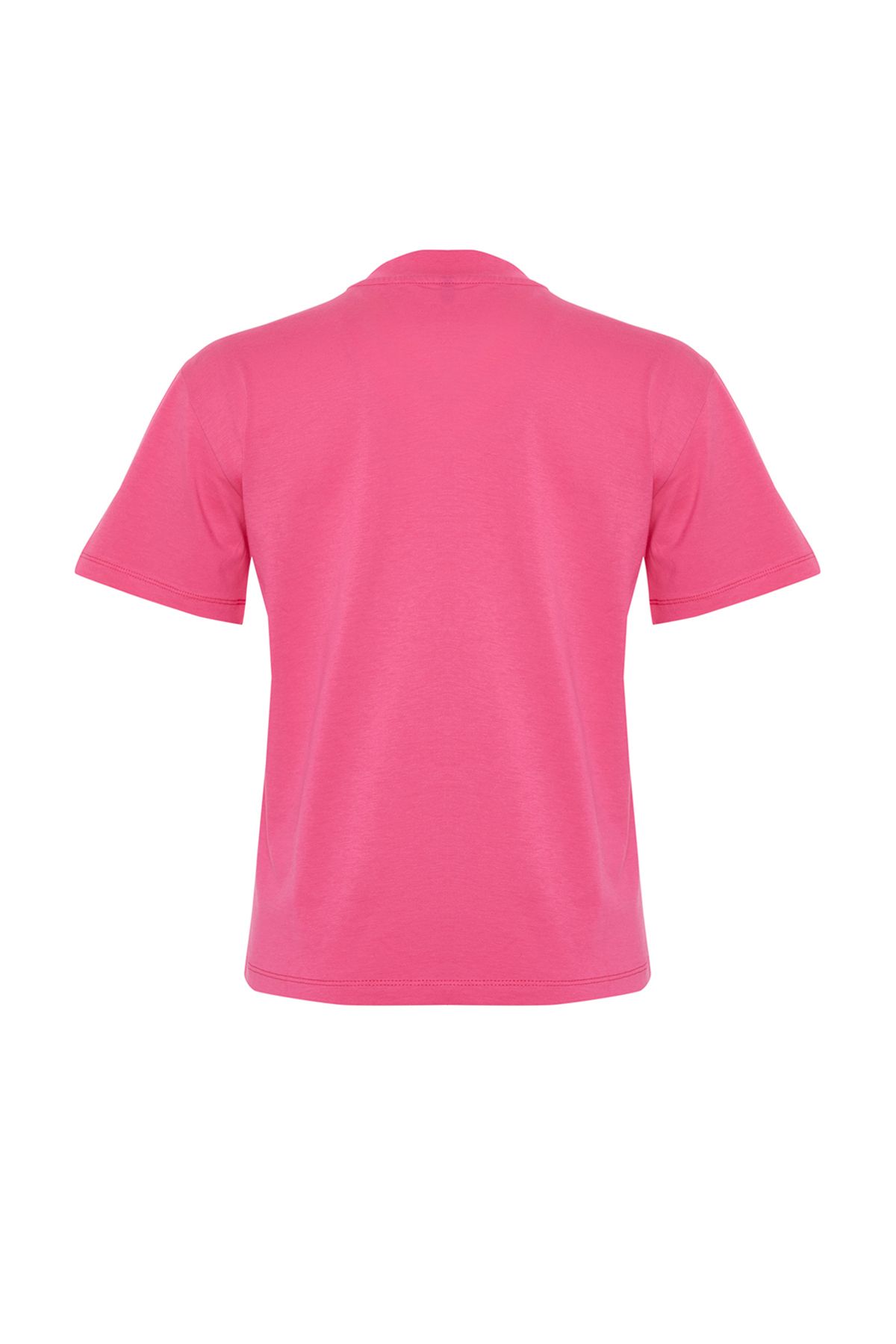 Trendyol Collection-Sötét rózsaszín állógallér 100% pamut kötött póló - TWOAW20TS0096 8