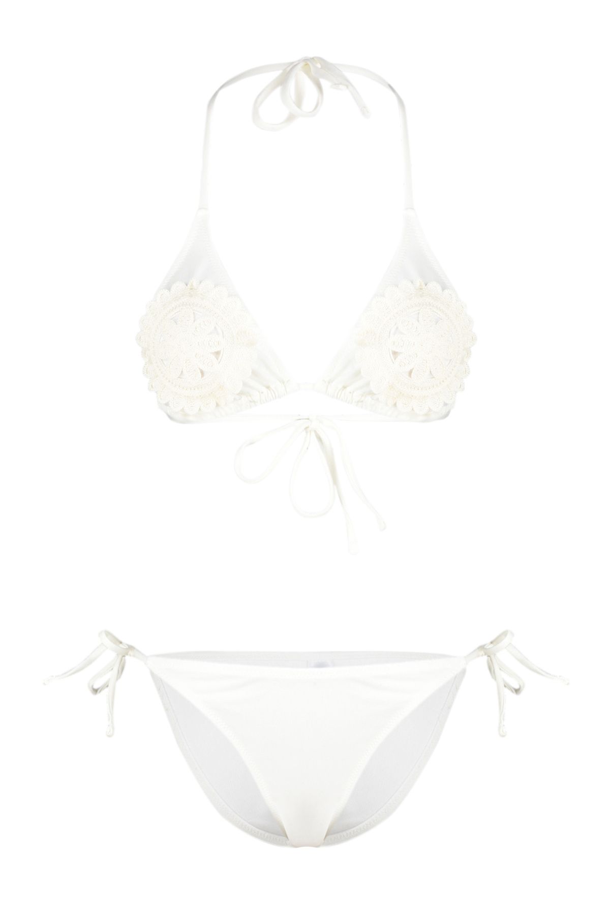 Trendyol Collection-Ecru Triangle Tied Knitwear Regular Bikini Set TBESS24BT00085 7