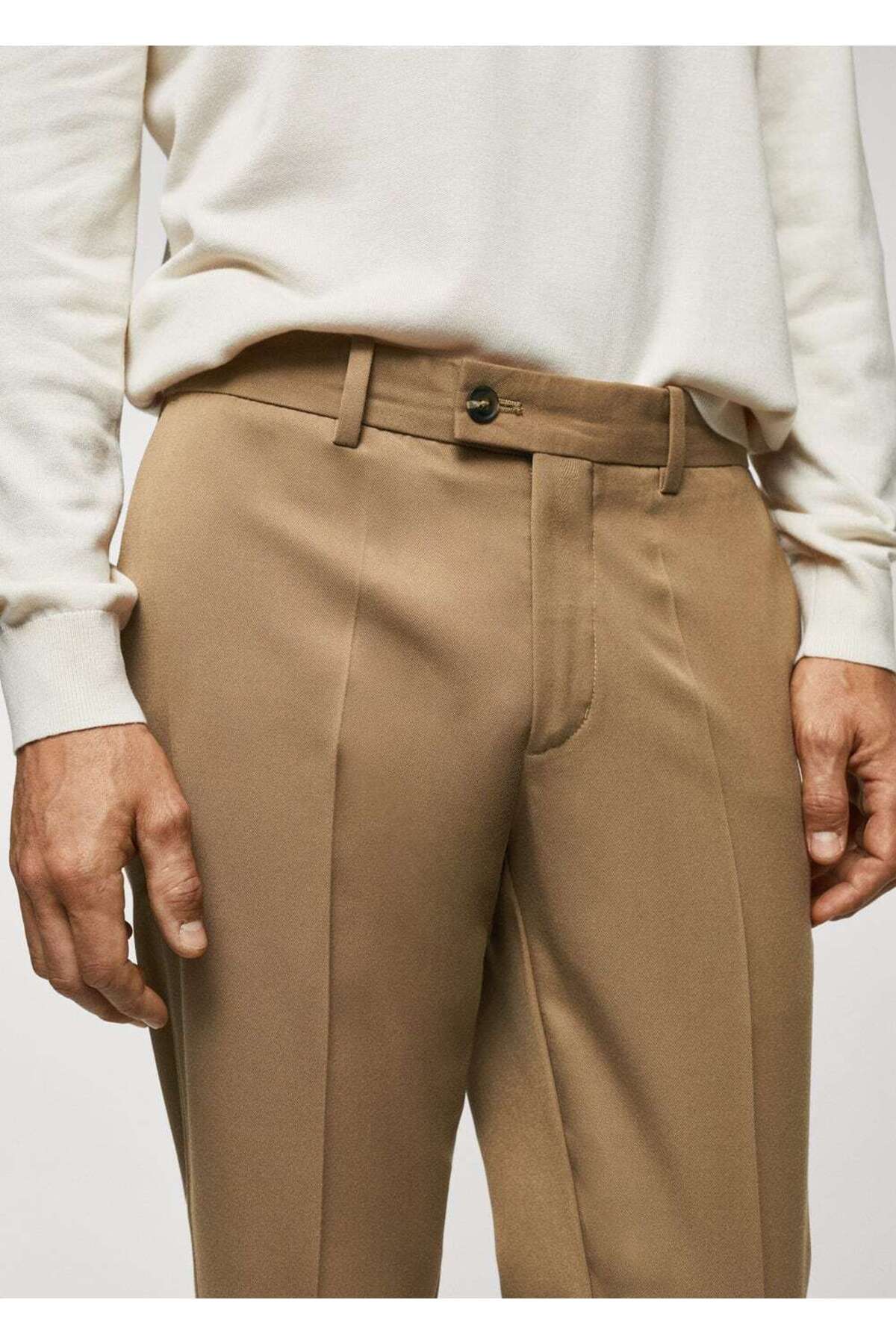 شلوار مردانه بژ منگوMANGO Man | 57045948 اورجینال - تصویر 8