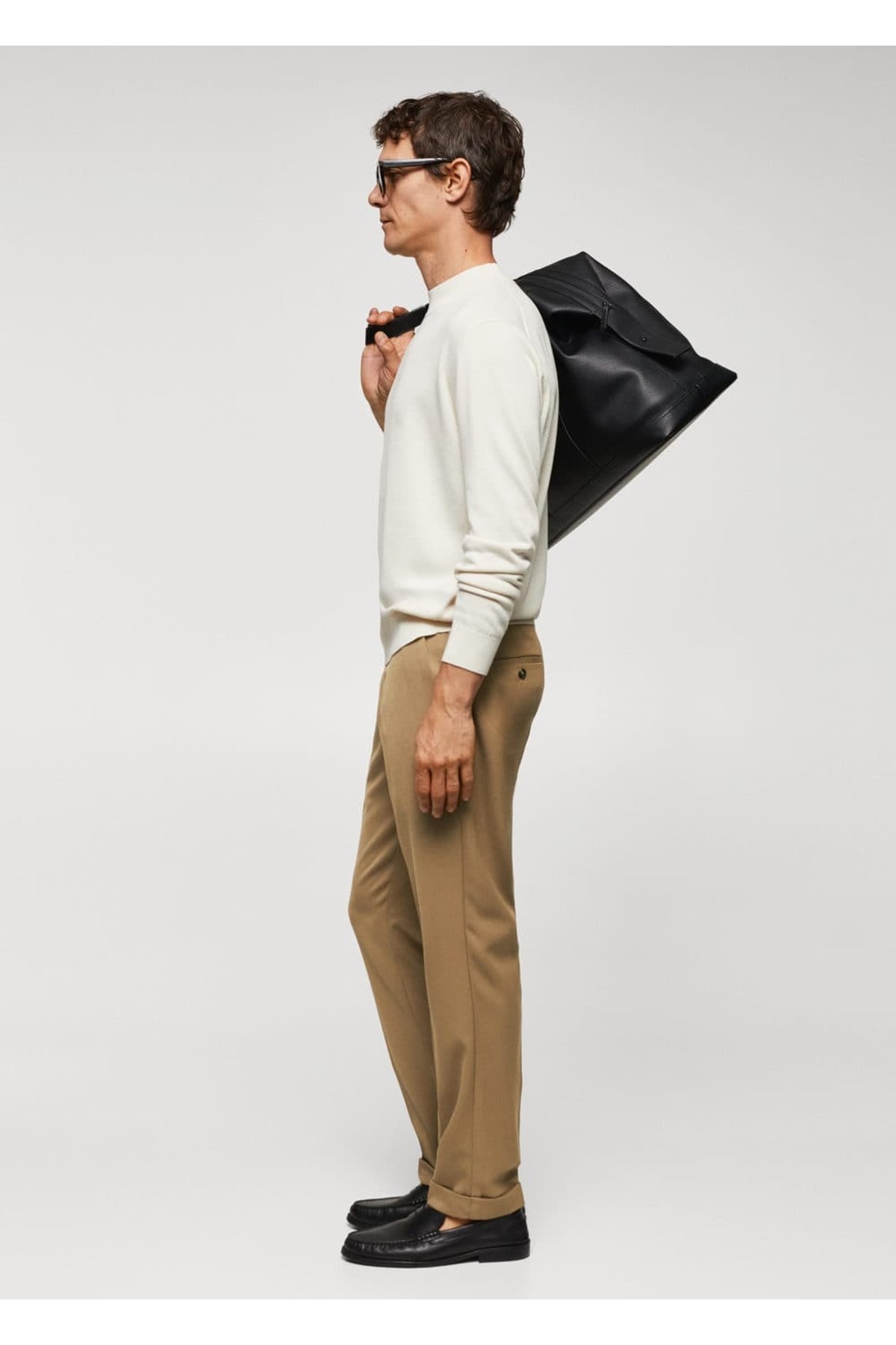 شلوار مردانه بژ منگوMANGO Man | 57045948 اورجینال - تصویر 5