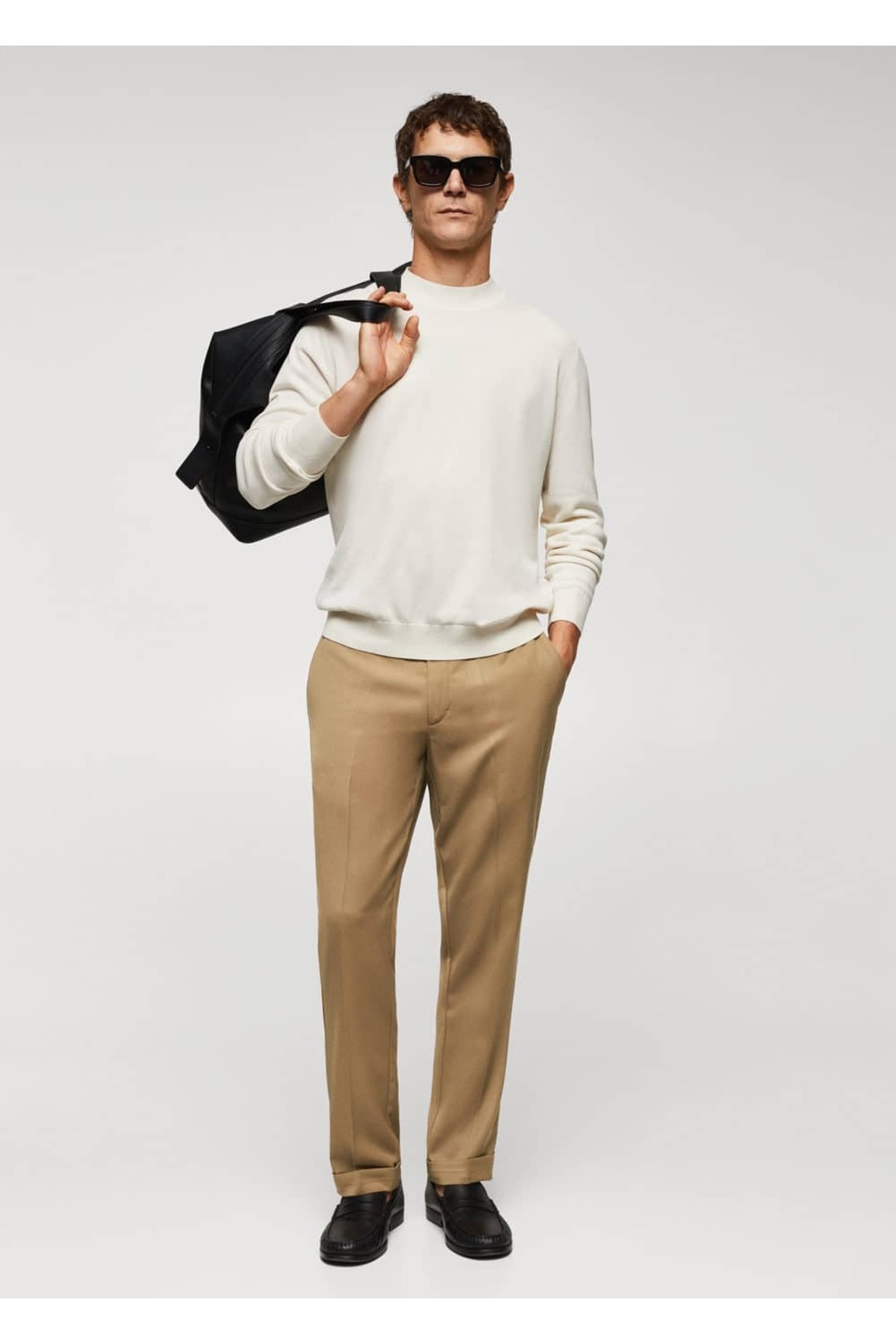 شلوار مردانه بژ منگوMANGO Man | 57045948 اورجینال - تصویر 2