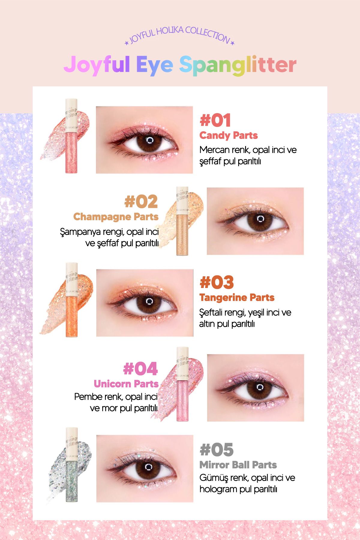 سایه چشم درخشش ژل شدید کره ای روند HOLIKA EYE SPANIGLTER Holika Holika