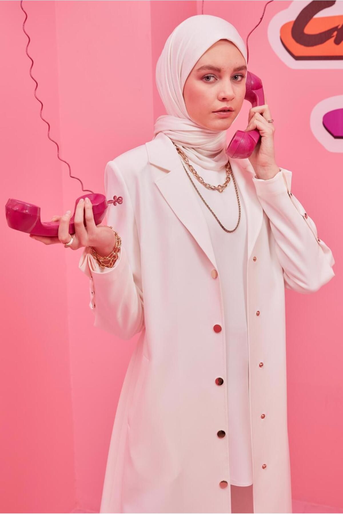 ترنچ کت اسنپ با جزئیات 10592 Alvina