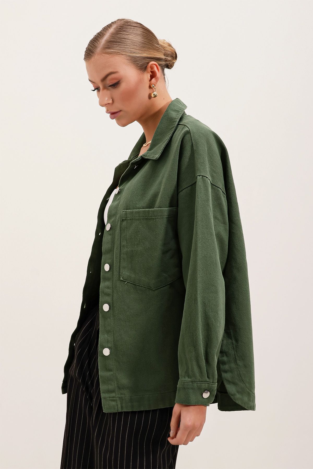 Bigdart-20192 Oversize'owa marynarka gabardynowa - Khaki 2
