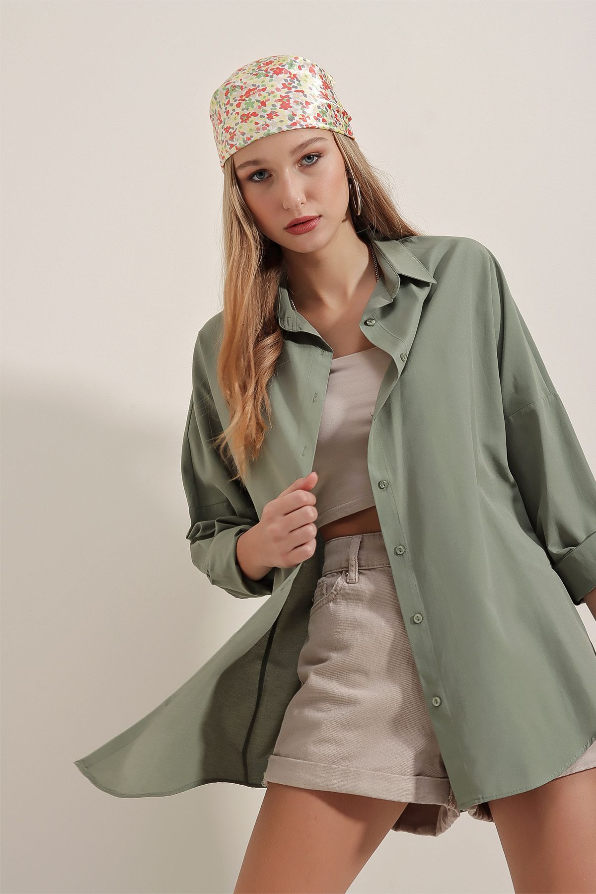 Bigdart-Długa koszula basic 3900 oversize – khaki 2