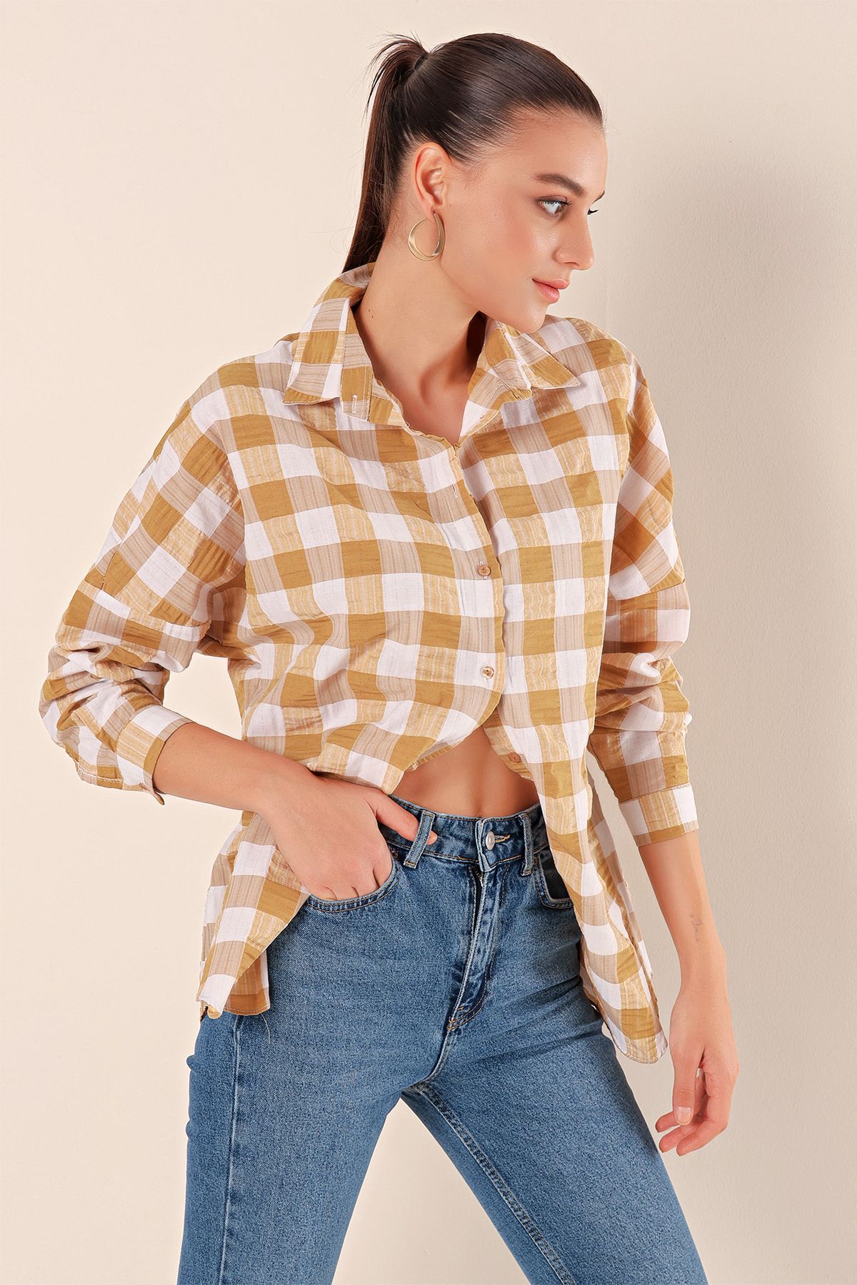 Bigdart-3900 Oversize Long Basic Shirt - Mink 2