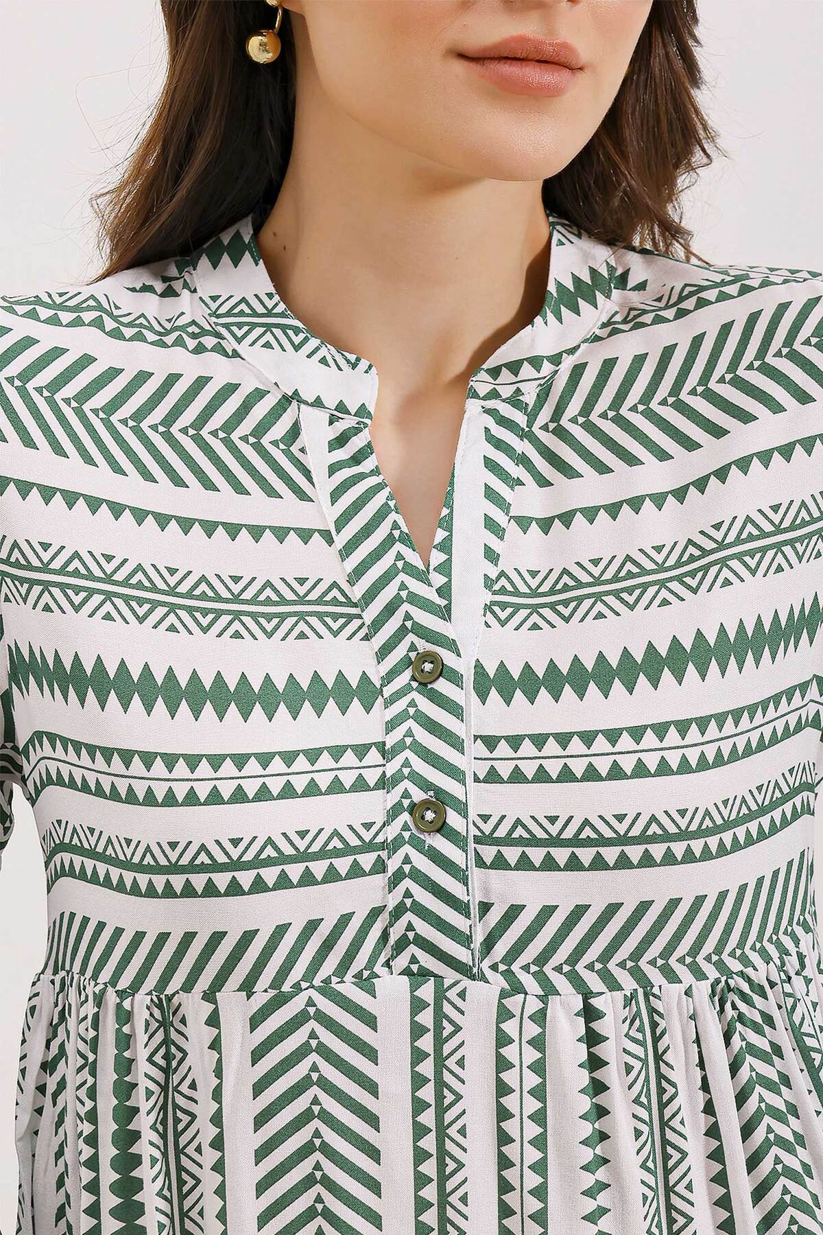 Bigdart-1975 ETHNIC PATTERN DRESS - Khaki 3