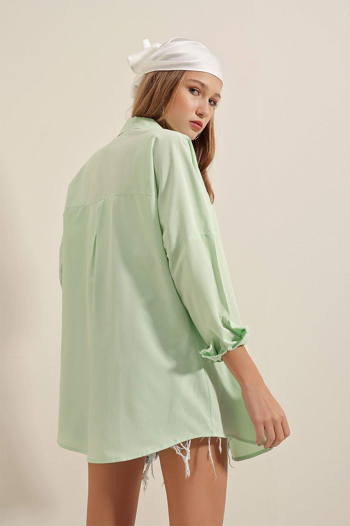 Bigdart-3900 Oversize Long Basic Shirt - E.green 5