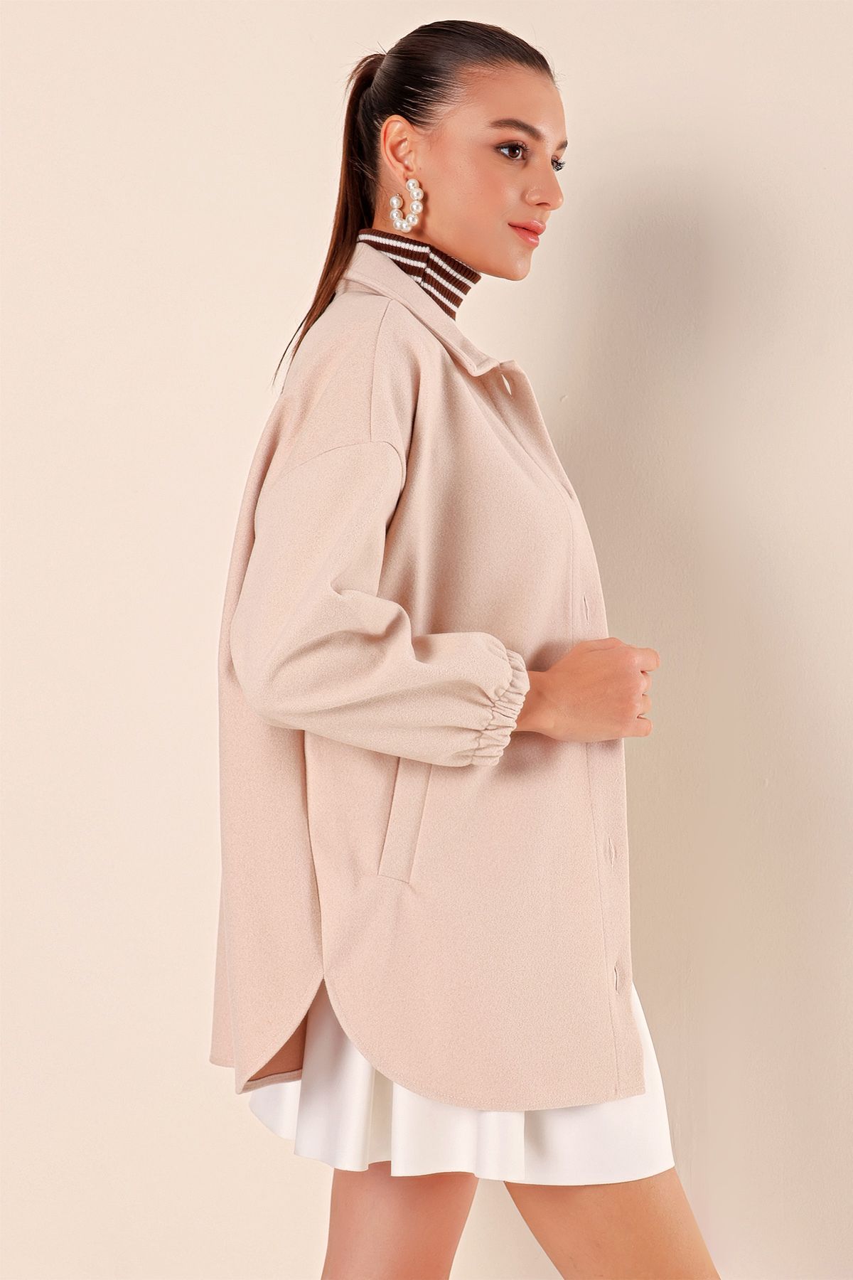 Bigdart-0674 Oversize Shirt with Pockets - Mink 5