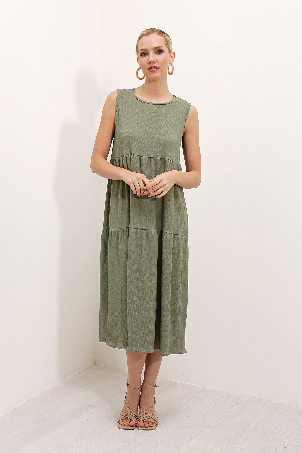 Bigdart-2448 Langes Strickkleid ohne Ärmel - Çağla 1
