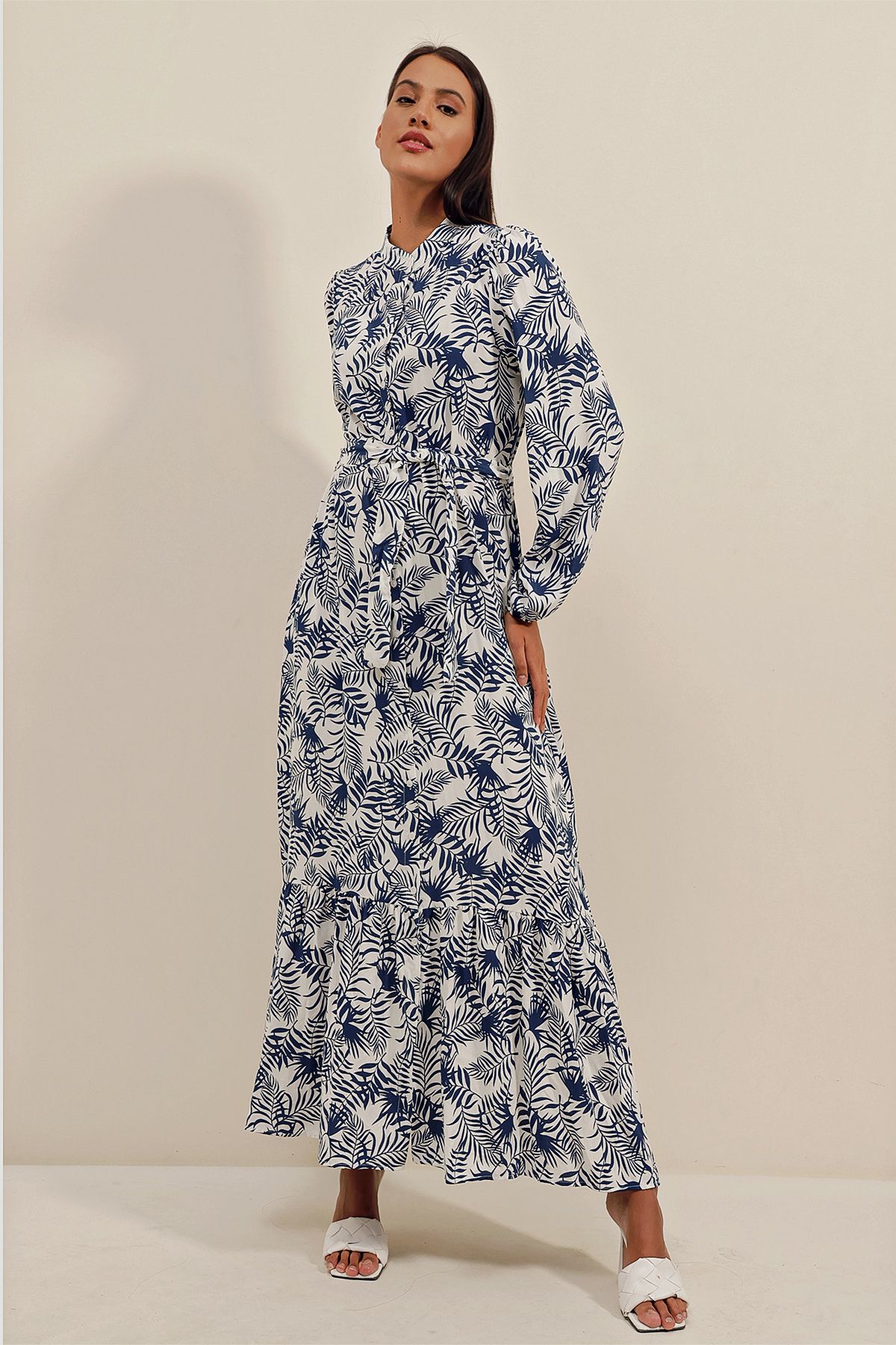 Bigdart-2158 Exotic Print Dress - D. Navy Blue 4