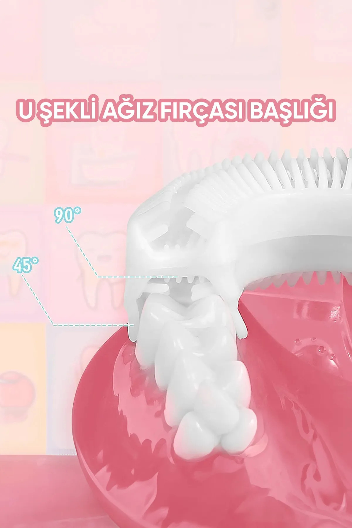 Factorial Bebek Diş Fırçası U şeklinde Pembe 12+ Ay Yumuşak Diş Fırçası Bebek Banyo Seti Arayüz Fırcası fotoğrafı 4 (önizleme)
