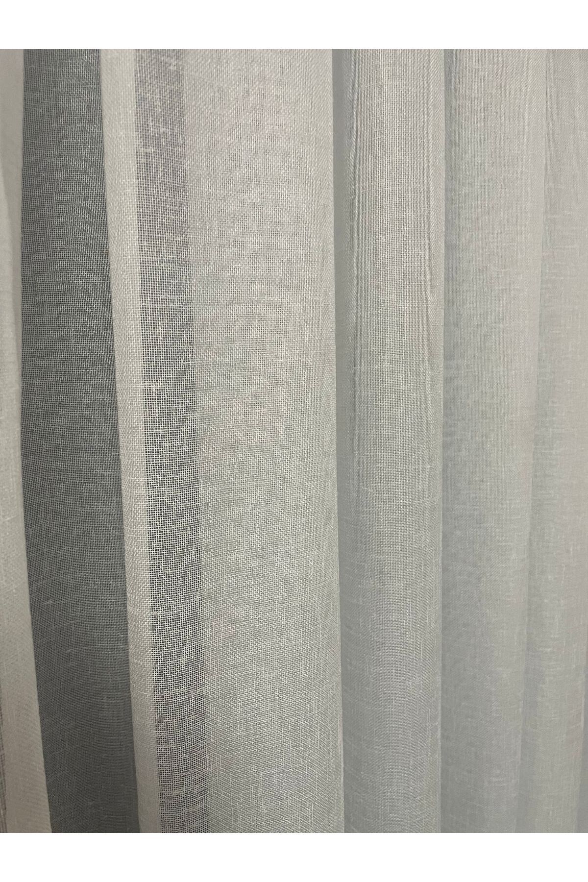 Cortibo-Ecru Linen Foldet - 1 in 2 Sparse Pleated Tulle Curtain 7