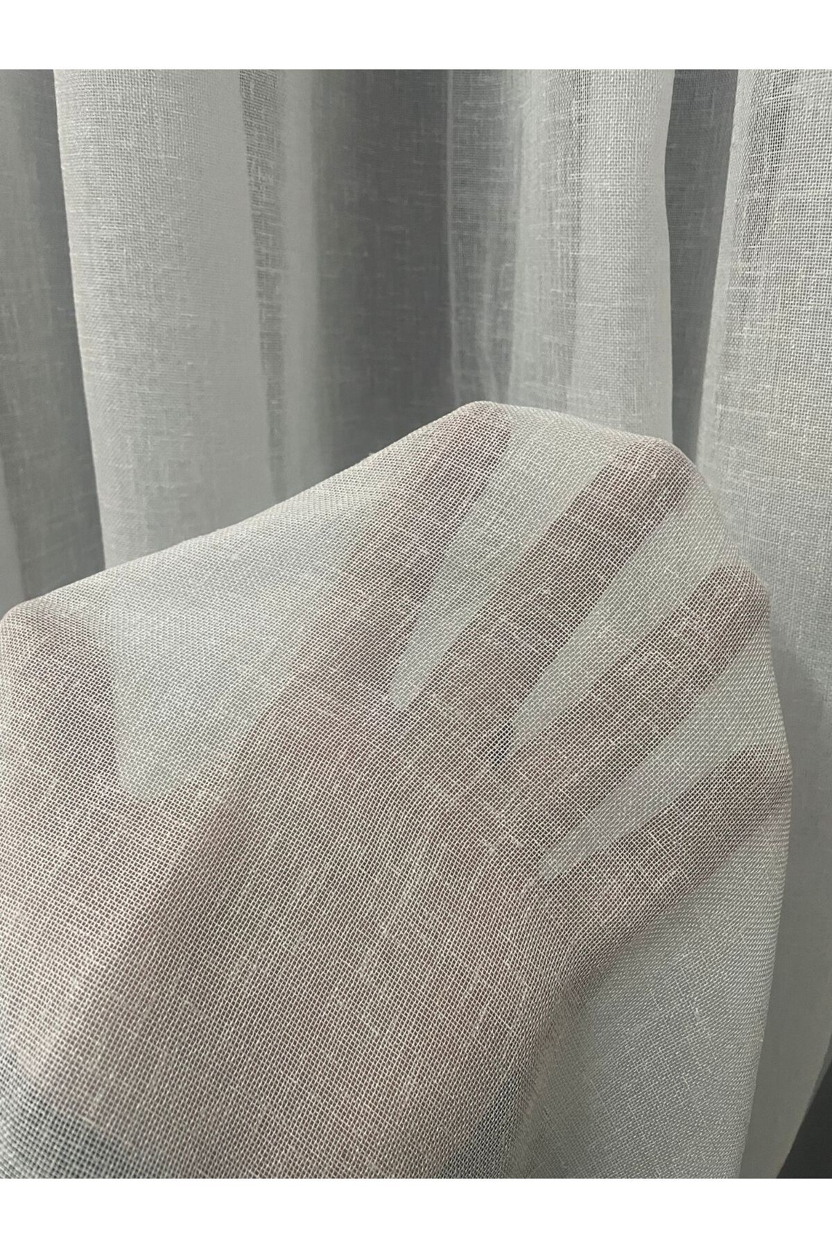 Cortibo-Ecru Linen Foldet - 1 in 2 Sparse Pleated Tulle Curtain 2