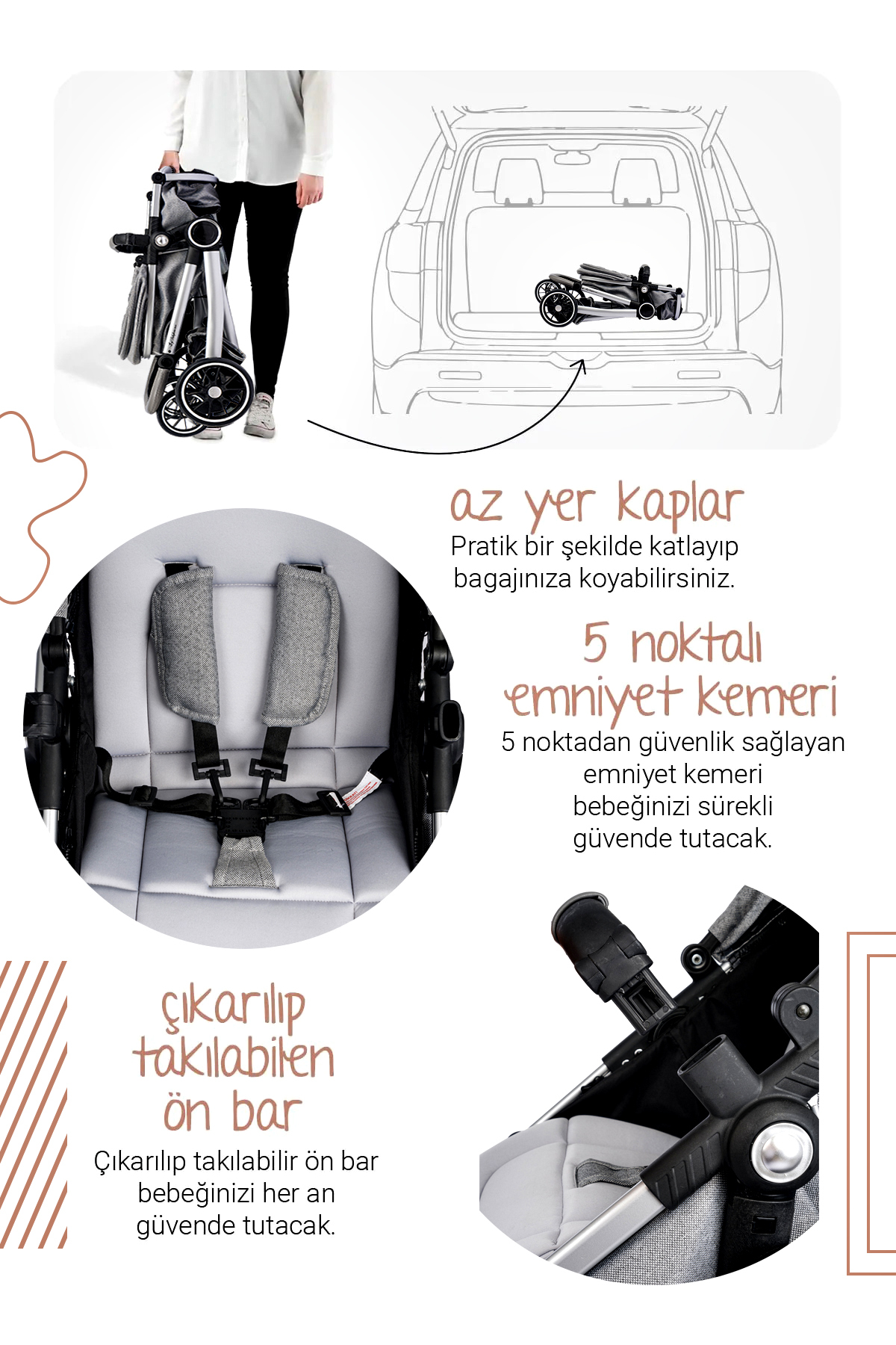 Yeni Doğan 9 İn 1 Full Takım 990 Travel Sistem Bebek Arabası Angel Sepet Anne Yanı Beşik 6