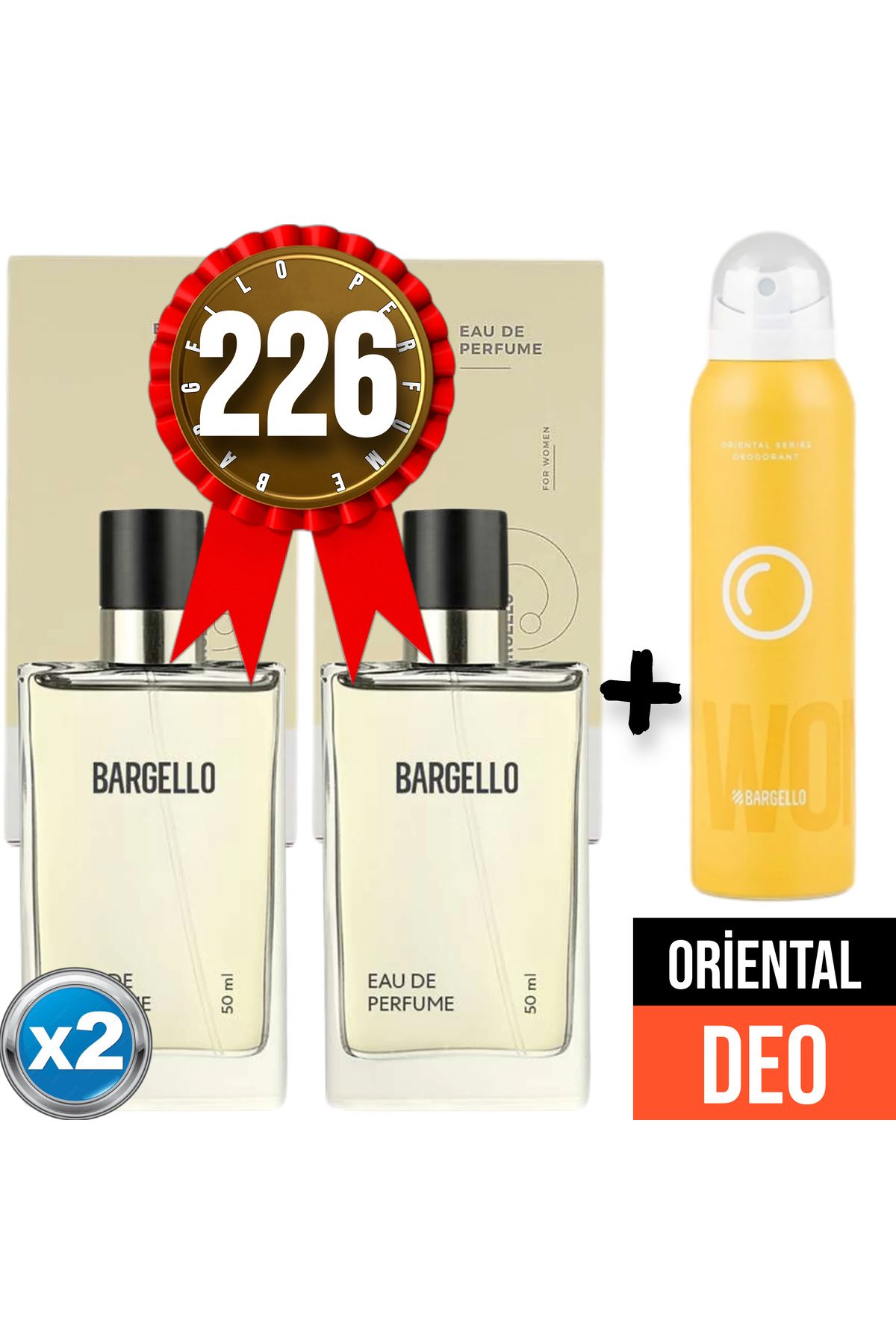 عطر 226x2 (2 عدد) اورینتال 50 میلی لیتر Edp + دئودورانت شرقی 150 میلی لیتر Bargello