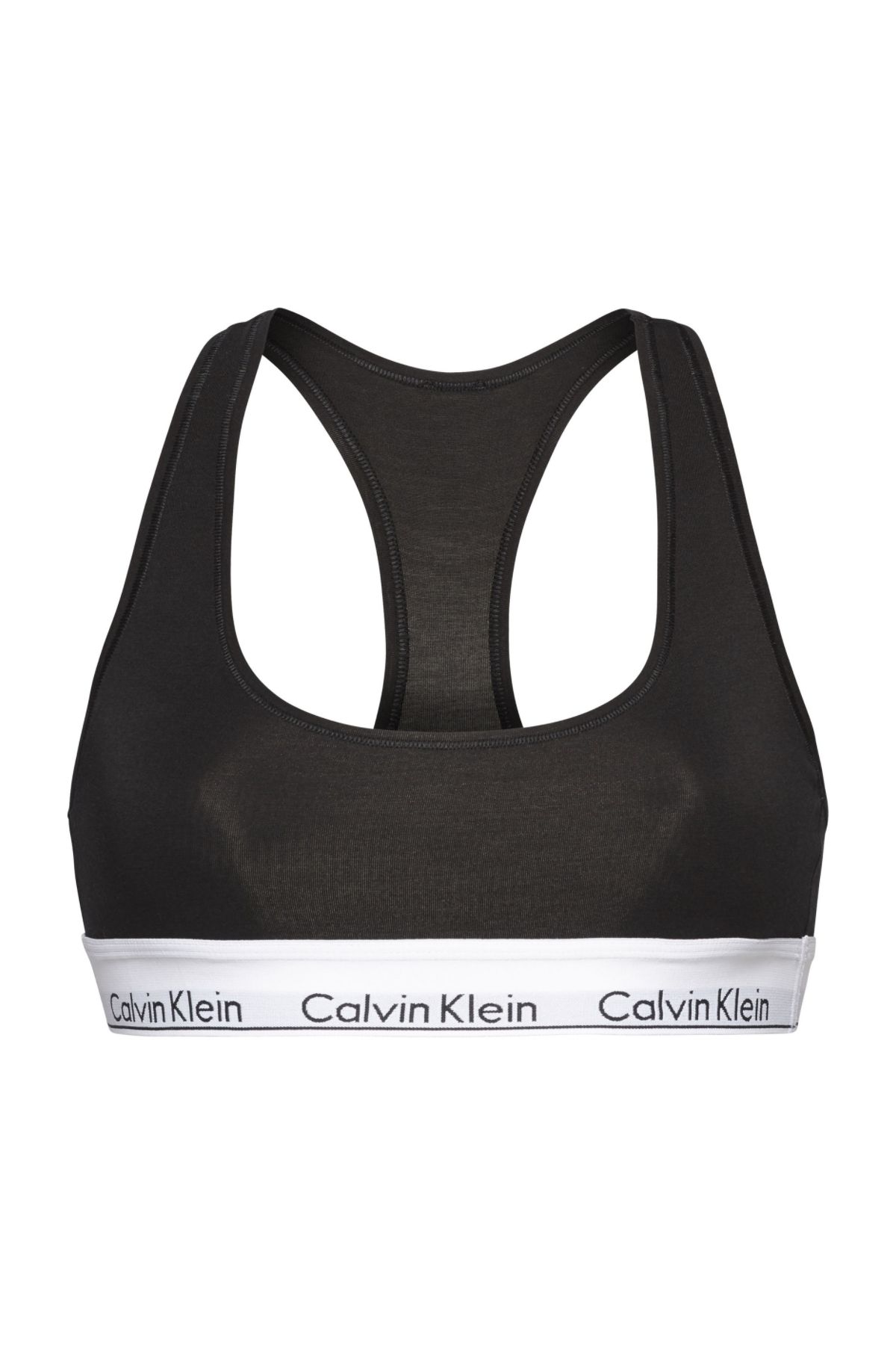 Calvin Klein Women's Black Sports Bra with Brand Logo and Elastic