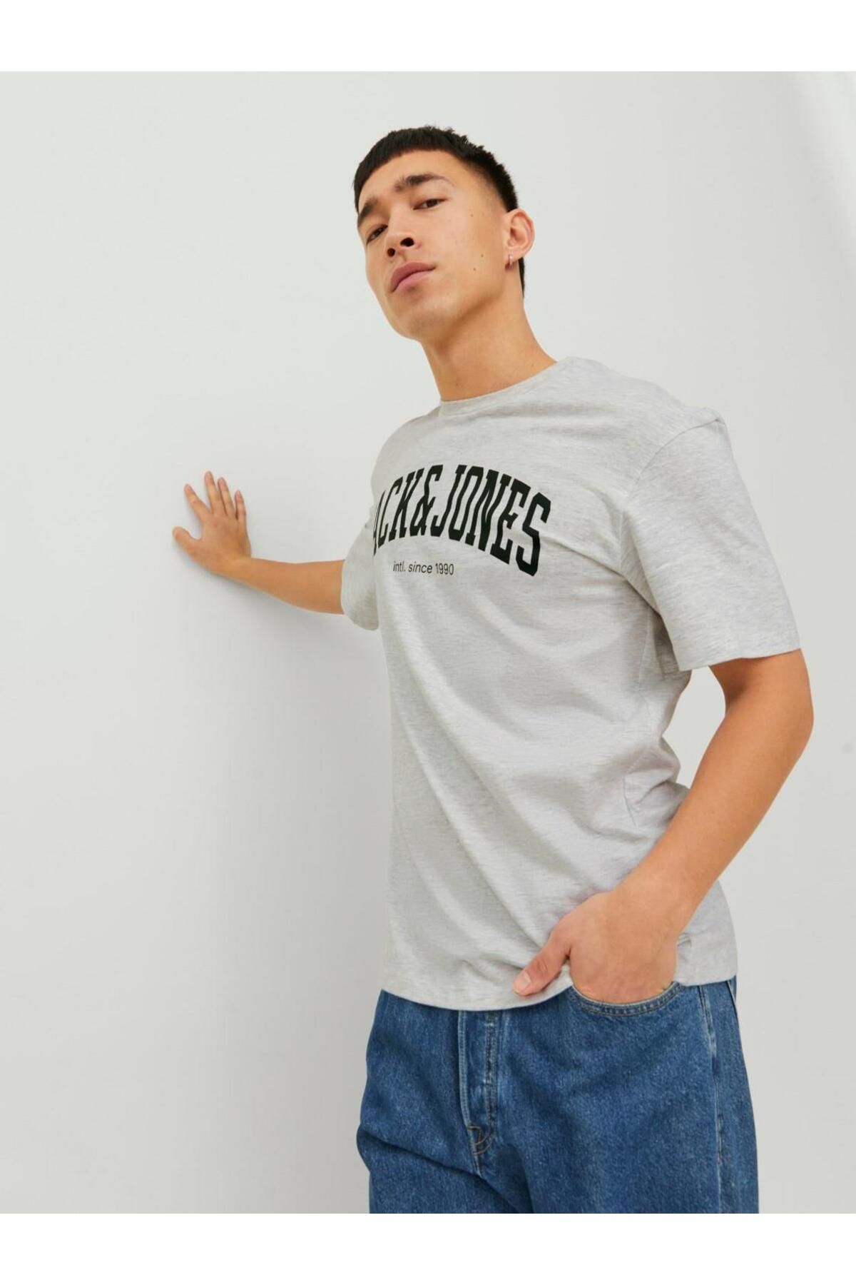 تی شرت خاکستری مردانه Jack Jones 12236514 Jack & Jones