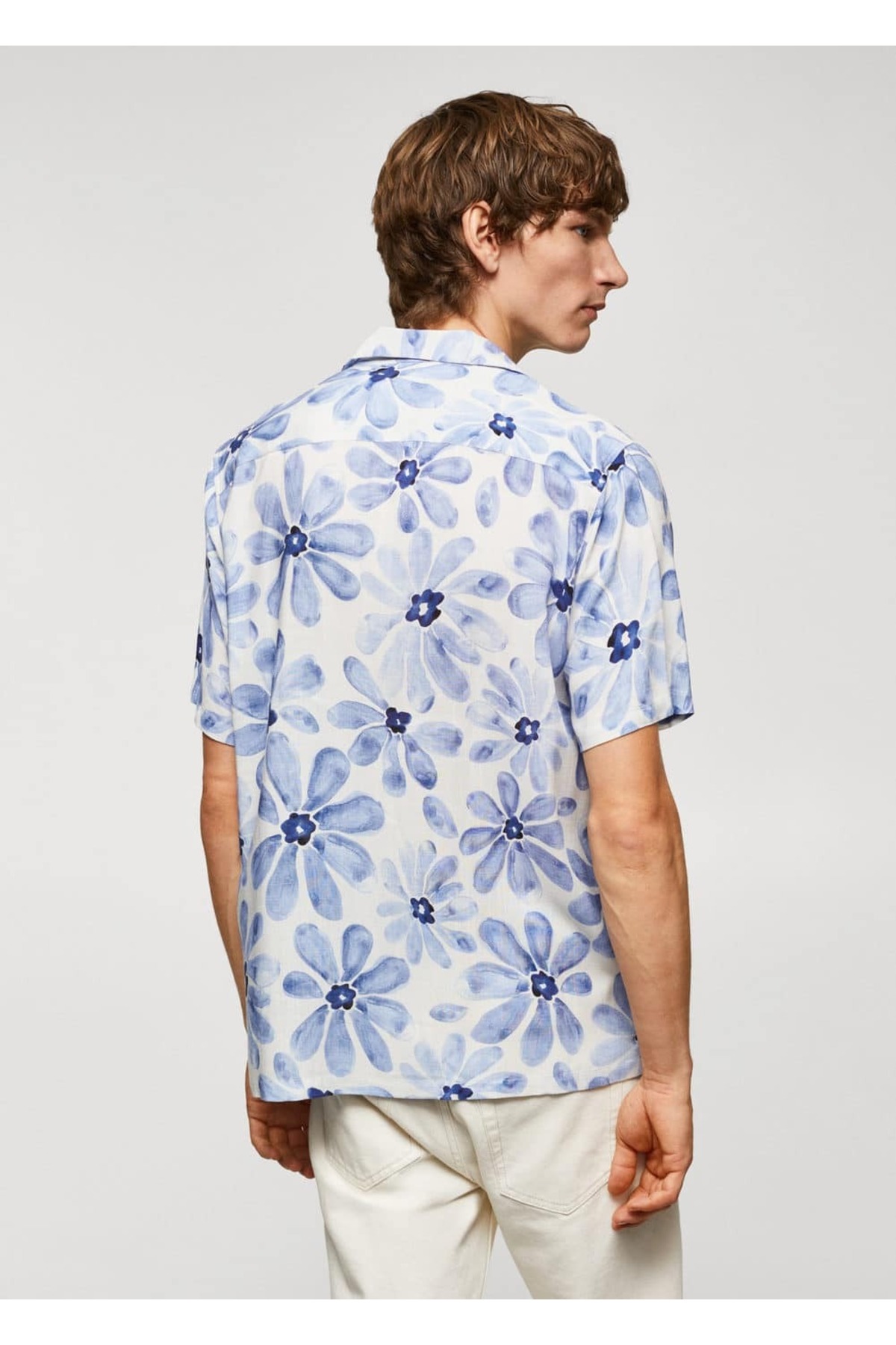 پیراهن مردانه آبی منگوMANGO Man | 57084039 اورجینال - تصویر 4