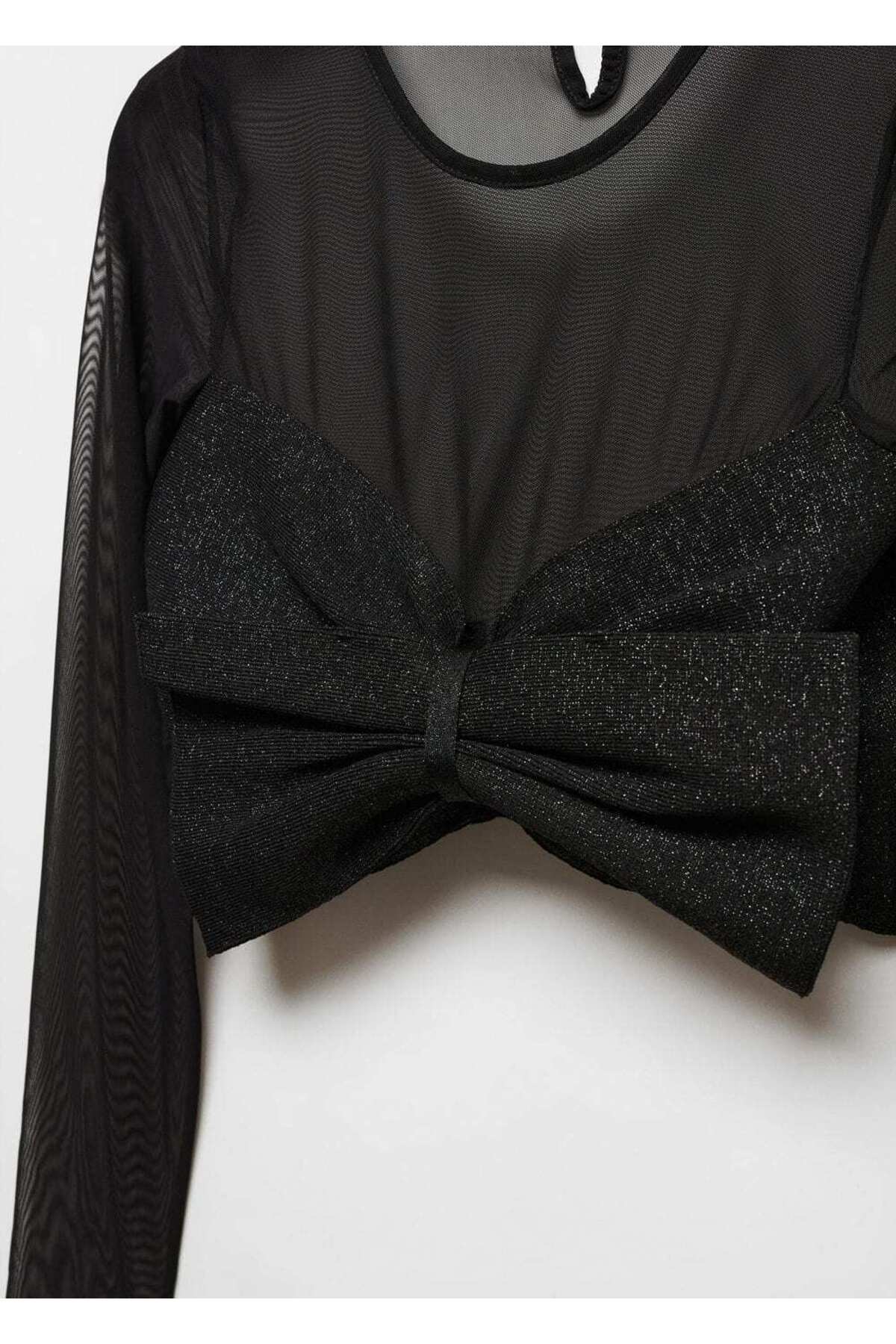 بافت و پلیور زنانه مشکی منگوMANGO | 57039119 اورجینال - تصویر 5