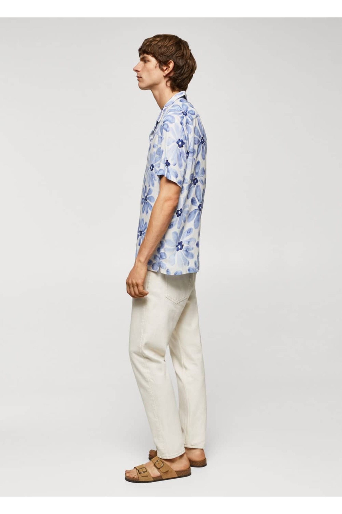 پیراهن مردانه آبی منگوMANGO Man | 57084039 اورجینال - تصویر 5