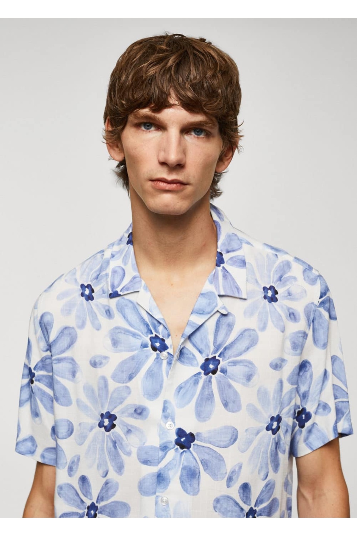 پیراهن مردانه آبی منگوMANGO Man | 57084039 اورجینال - تصویر 7