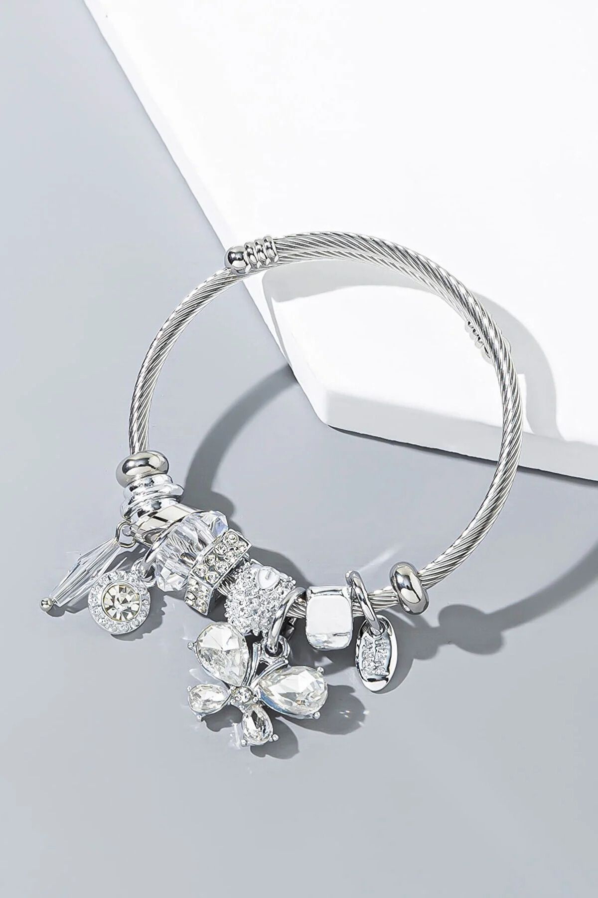 The Collection Tarnish proof Butterfly Charm Style Steel Bracelet Trendyol