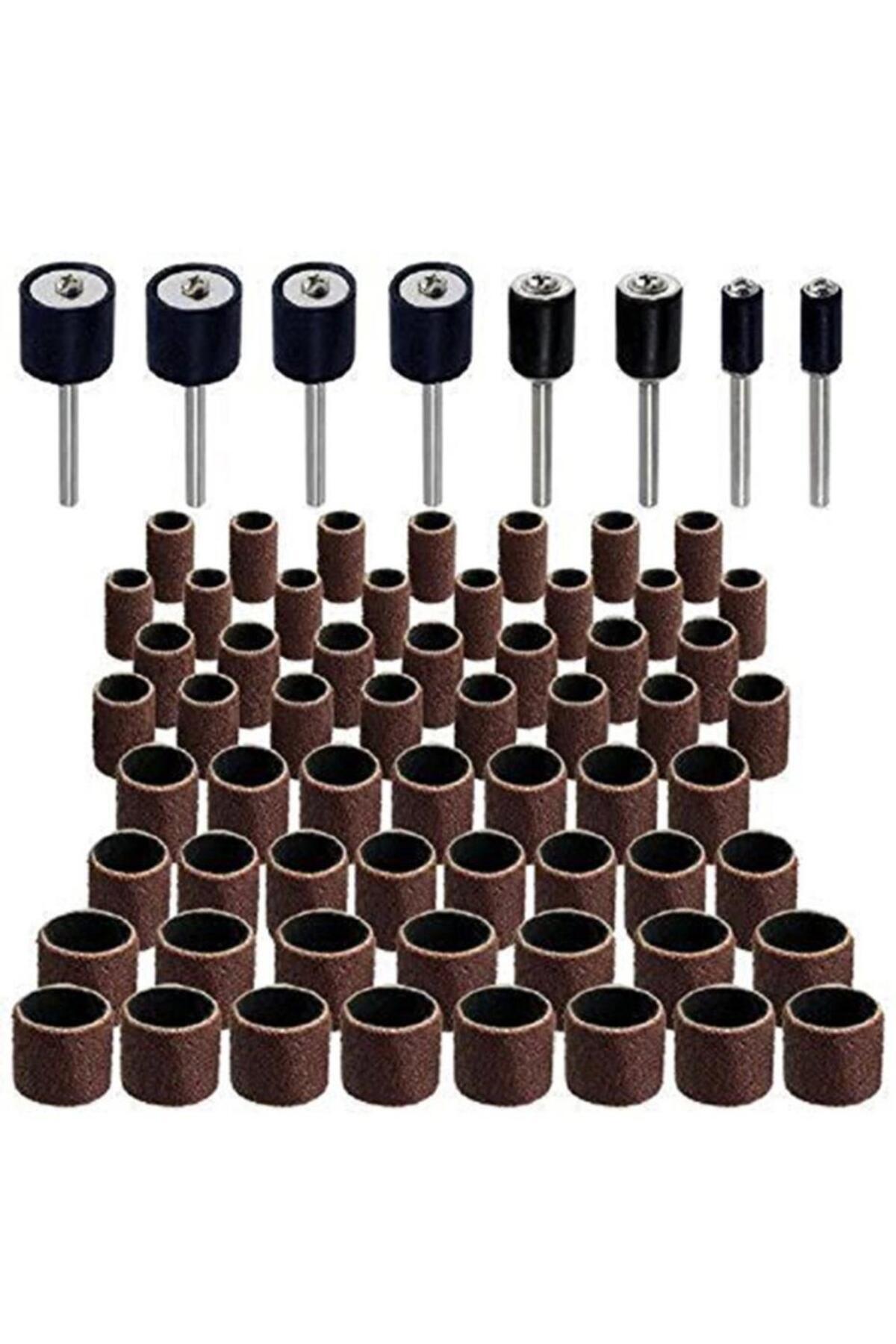 abnturk Matkap motorlarıyla kalıpçı taşlama için 51 parça rulo zımpara Dramel set+6 adet lastikli çelik şaft