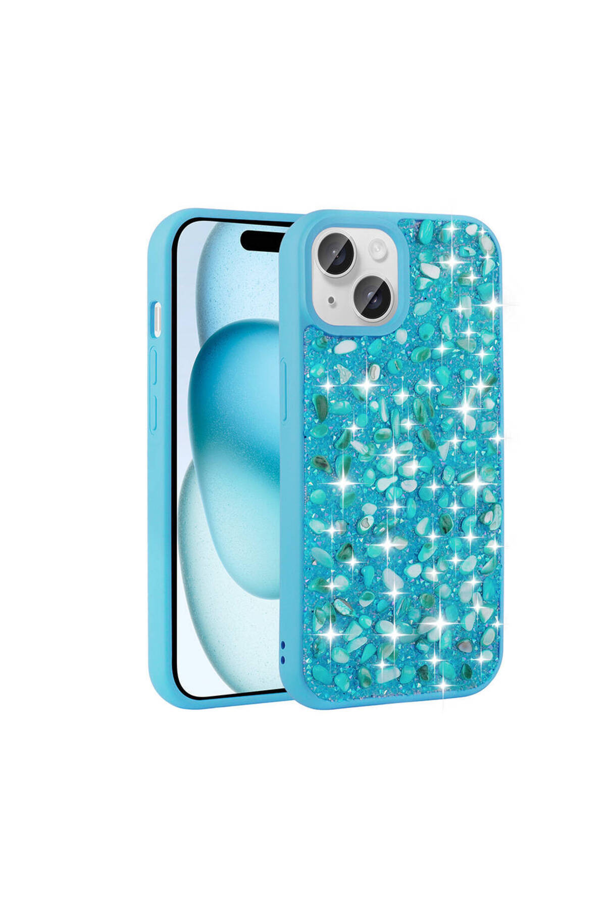 Apple iPhone 15 Plus Case Shiny Stone Design Stone Linea Cover