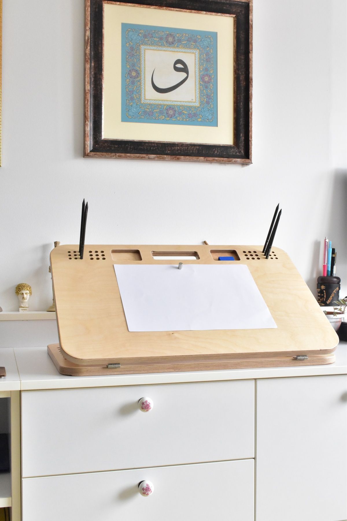İskarpela-ARCHITECTOR SINAN Portable Wooden A3 Drawing Table, Desktop Easel (Natural Color) 5