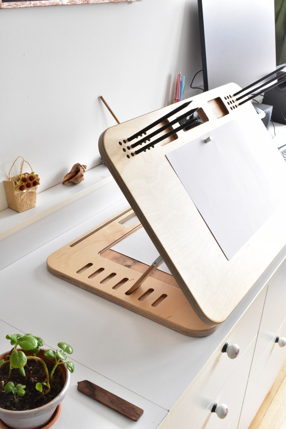 İskarpela-ARCHITECTOR SINAN Portable Wooden A3 Drawing Table, Desktop Easel (Natural Color) 4